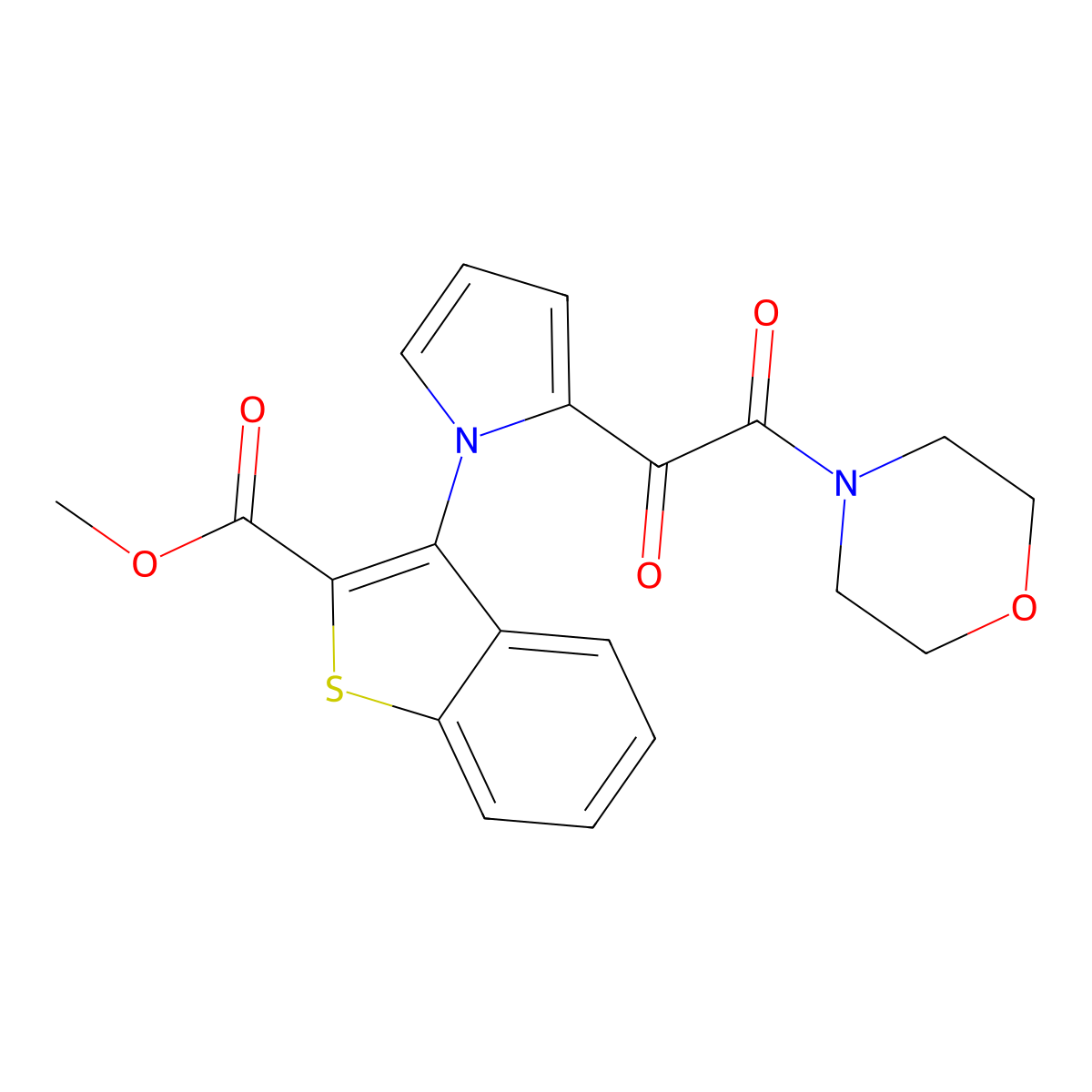 methyl 3-[2-(2-morpholino-2-oxoacetyl)-1H-pyrrol-1-yl]-1-benzothiophene-2-carboxylate molecular structure, CAS 477863-34-6