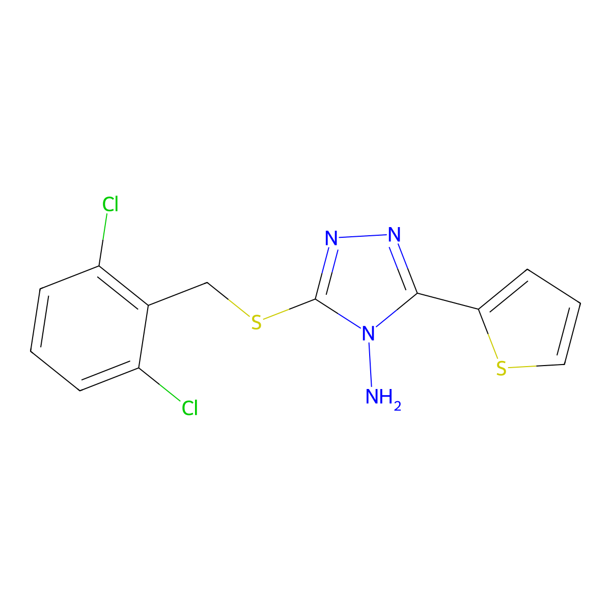3-[(2,6-dichlorobenzyl)sulfanyl]-5-(2-thienyl)-4H-1,2,4-triazol-4-amine molecular structure, CAS 477863-48-2