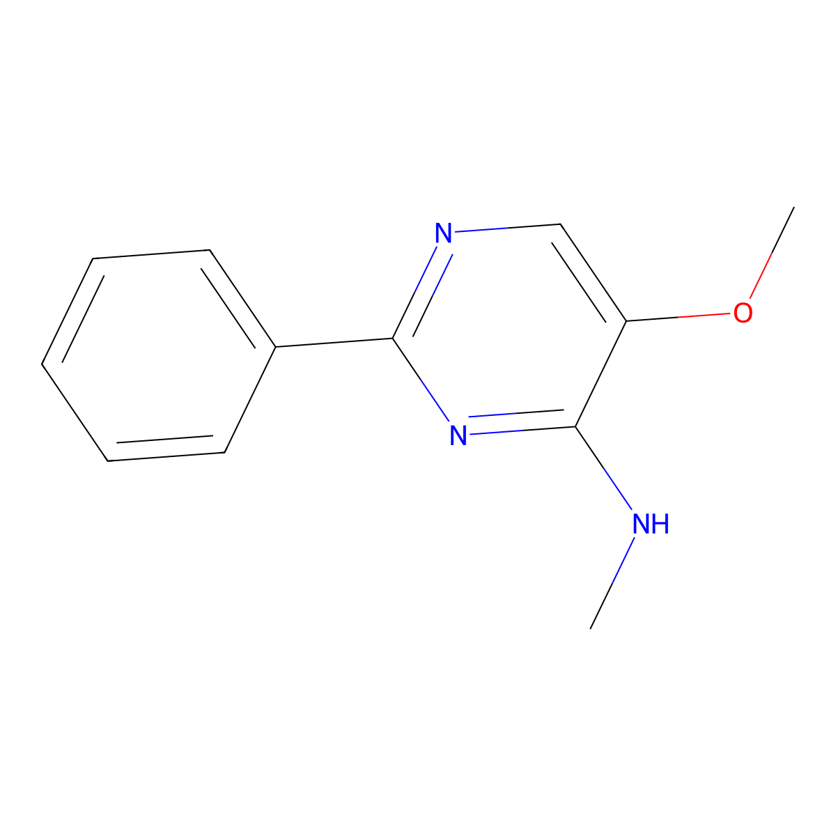 5-methoxy-N-methyl-2-phenylpyrimidin-4-amine molecular structure, CAS 477863-75-5