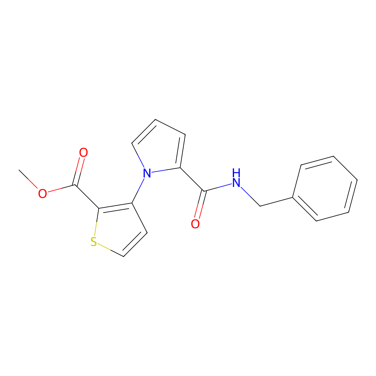 methyl 3-{2-[(benzylamino)carbonyl]-1H-pyrrol-1-yl}-2-thiophenecarboxylate molecular structure, CAS 477863-81-3