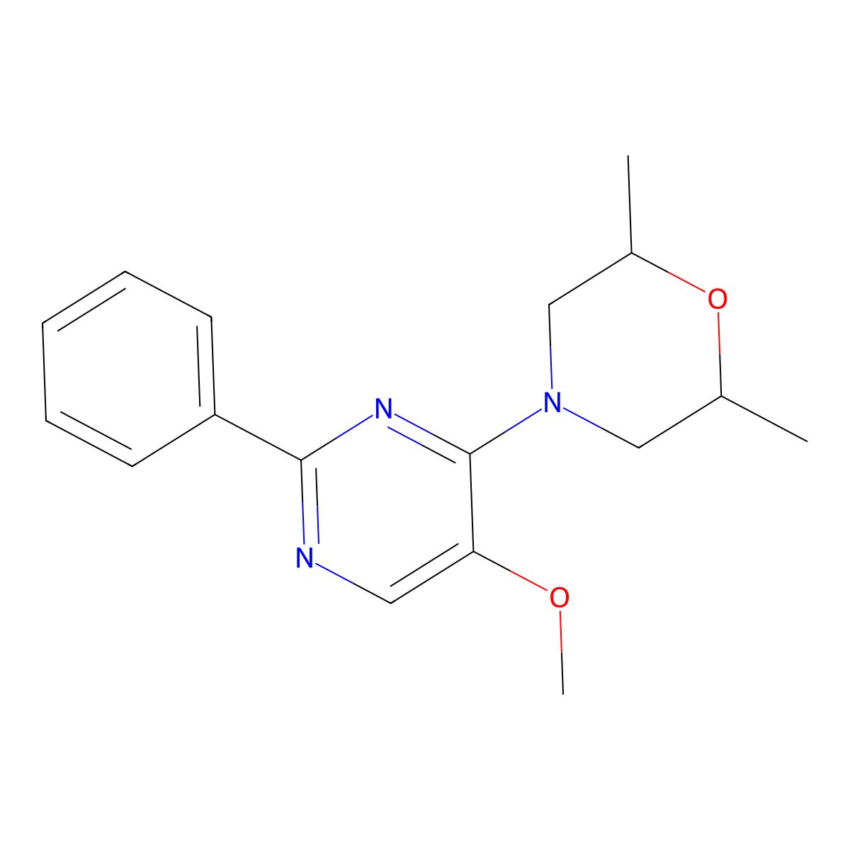 4-(5-Methoxy-2-phenyl-4-pyrimidinyl)-2,6-dimethylmorpholine molecular structure, CAS 477863-83-5
