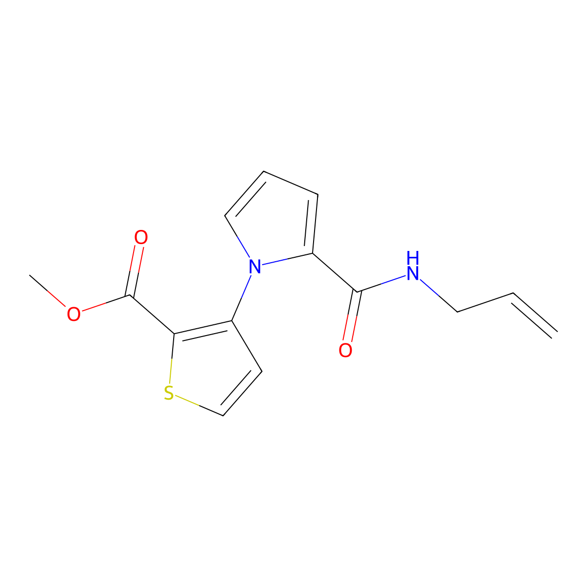 methyl 3-{2-[(allylamino)carbonyl]-1H-pyrrol-1-yl}-2-thiophenecarboxylate molecular structure, CAS 477863-85-7
