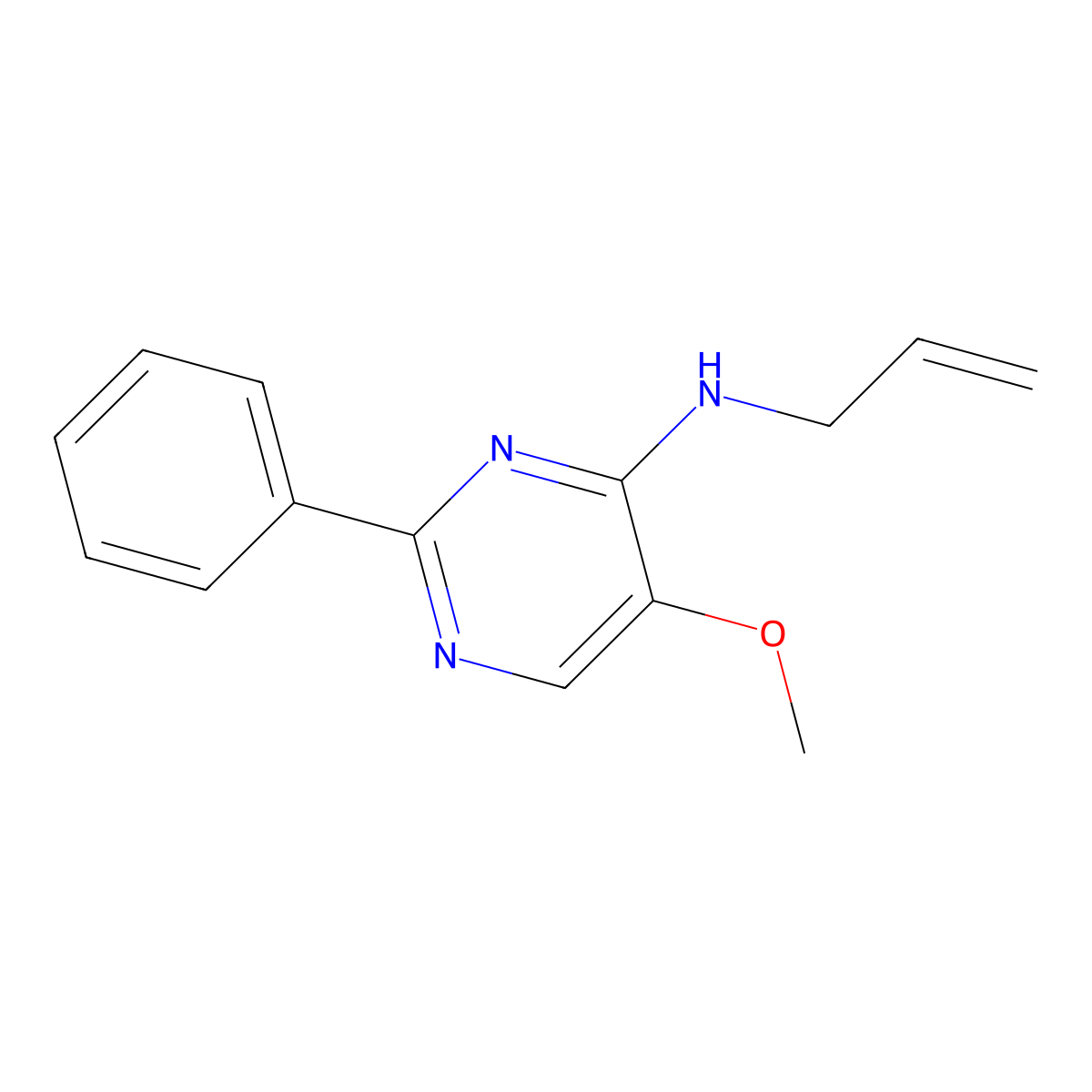 N-allyl-5-methoxy-2-phenyl-4-pyrimidinamine molecular structure, CAS 477863-87-9