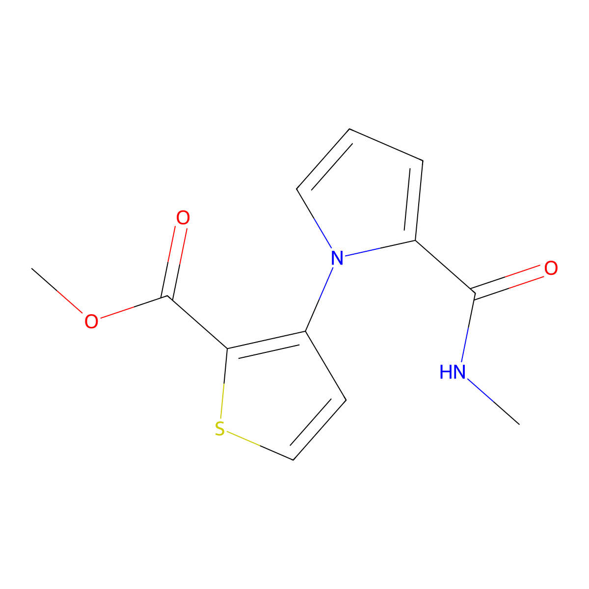 methyl 3-{2-[(methylamino)carbonyl]-1H-pyrrol-1-yl}-2-thiophenecarboxylate molecular structure, CAS 477863-90-4