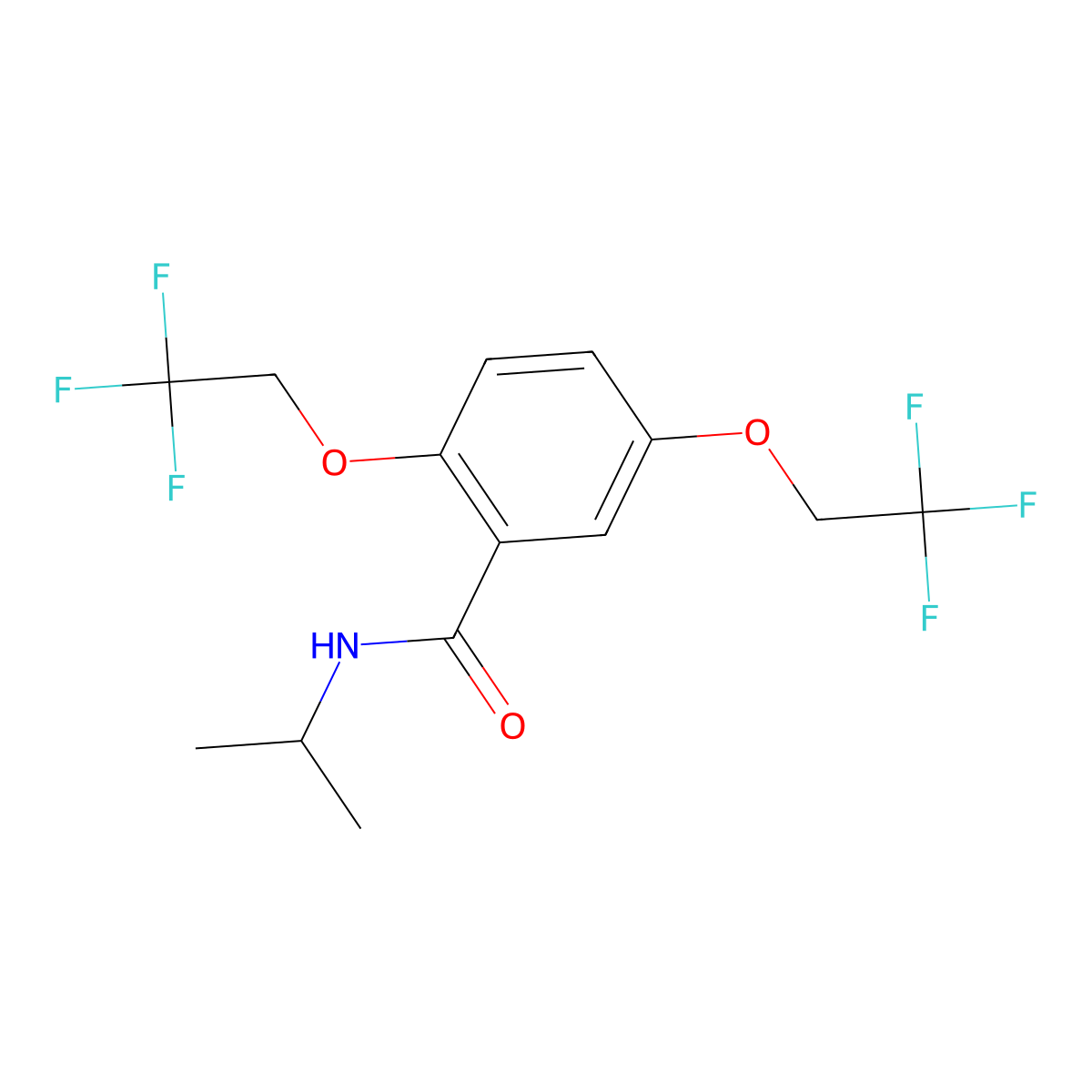 N-isopropyl-2,5-bis(2,2,2-trifluoroethoxy)benzenecarboxamide molecular structure, CAS 477863-92-6
