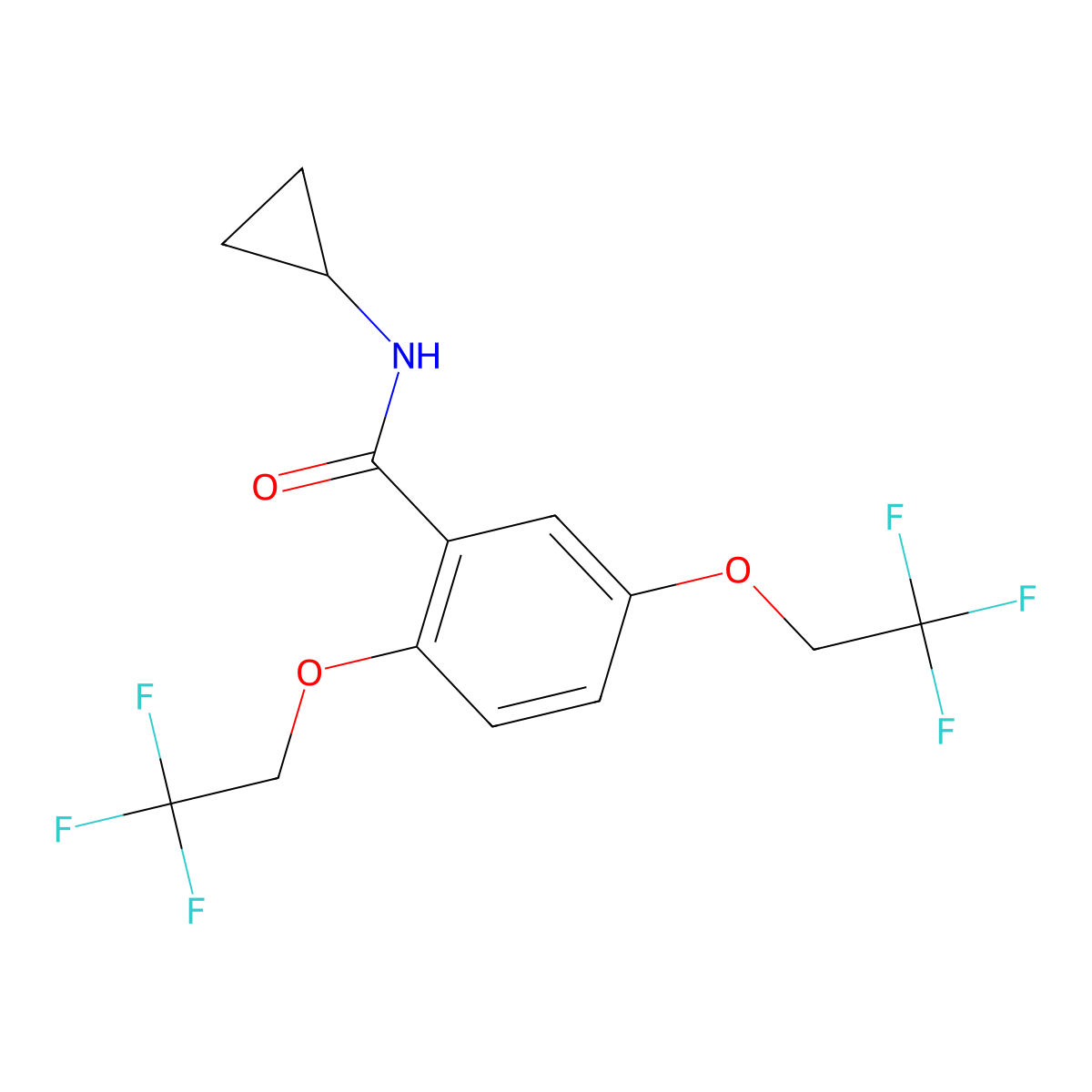 N-cyclopropyl-2,5-bis(2,2,2-trifluoroethoxy)benzamide molecular structure, CAS 477863-93-7