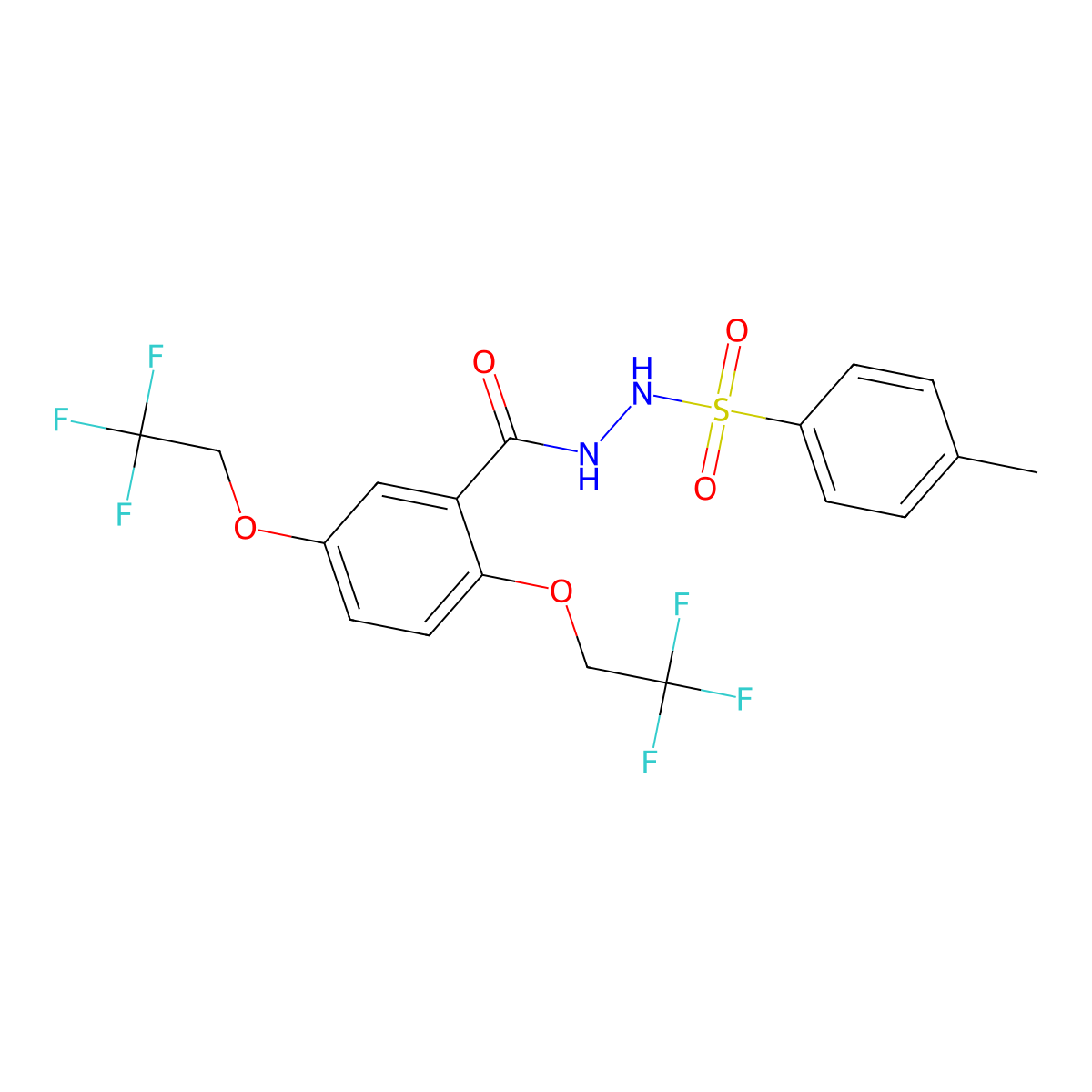 N'-(4-methylphenyl)sulfonyl-2,5-bis(2,2,2-trifluoroethoxy)benzohydrazide molecular structure, CAS 477863-95-9