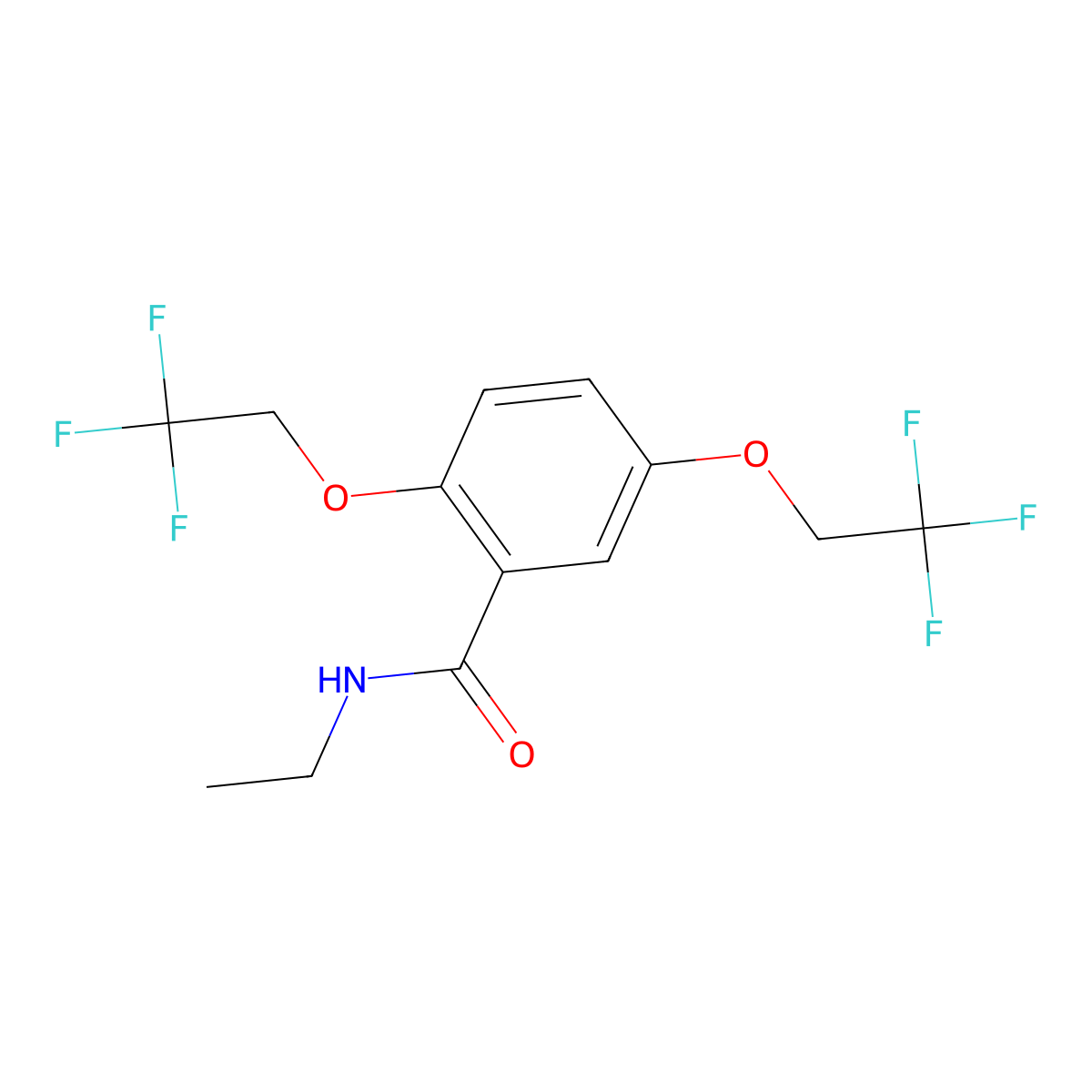 N-ethyl-2,5-bis(2,2,2-trifluoroethoxy)benzamide molecular structure, CAS 477863-97-1
