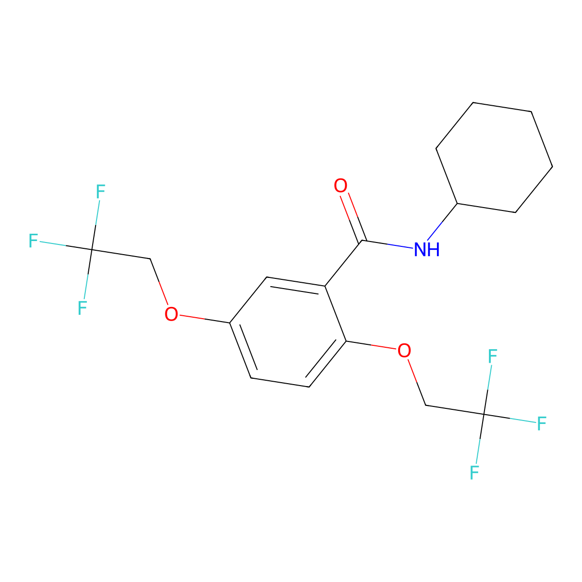 N-cyclohexyl-2,5-bis(2,2,2-trifluoroethoxy)benzamide molecular structure, CAS 477863-98-2