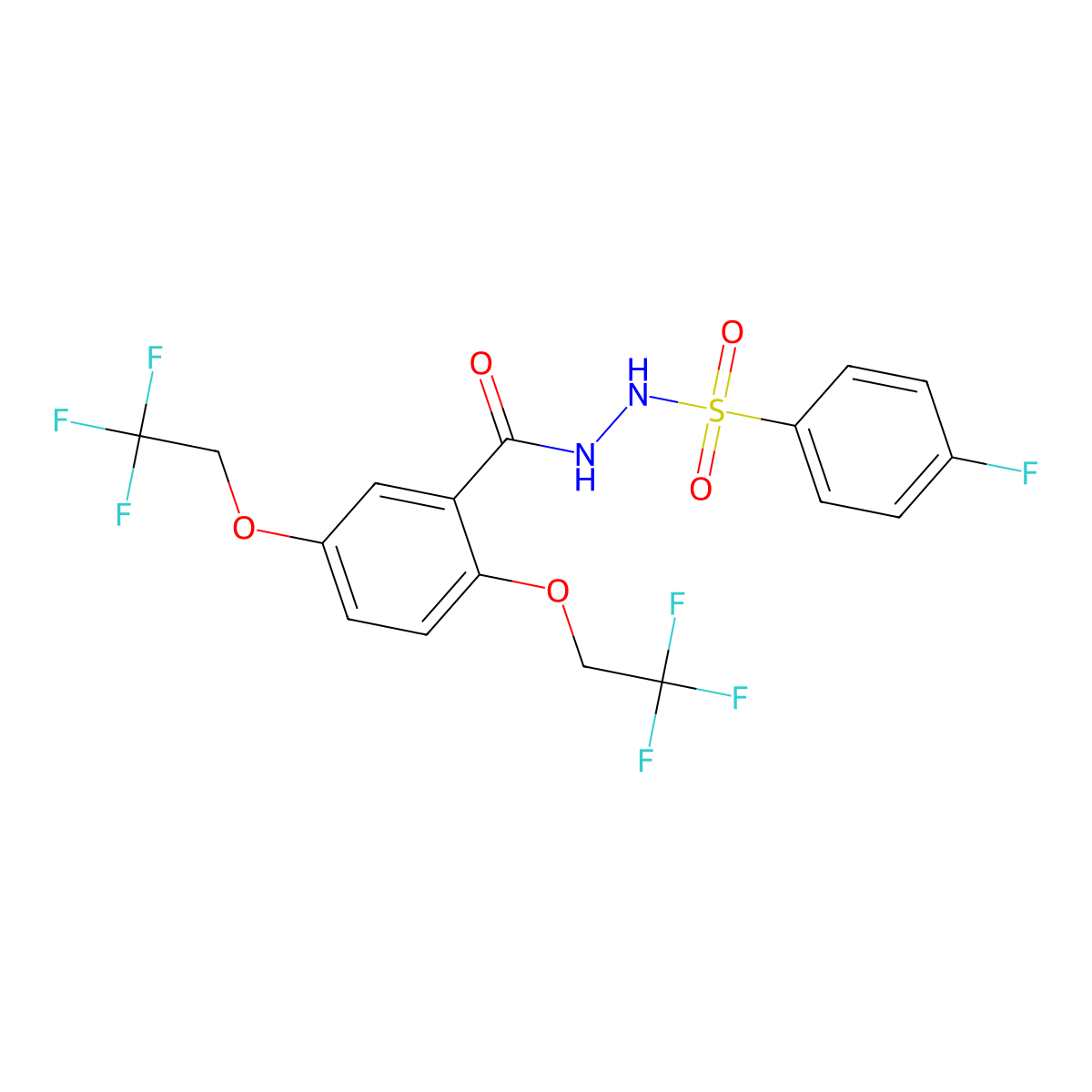 N'-(4-fluorophenyl)sulfonyl-2,5-bis(2,2,2-trifluoroethoxy)benzohydrazide molecular structure, CAS 477863-99-3