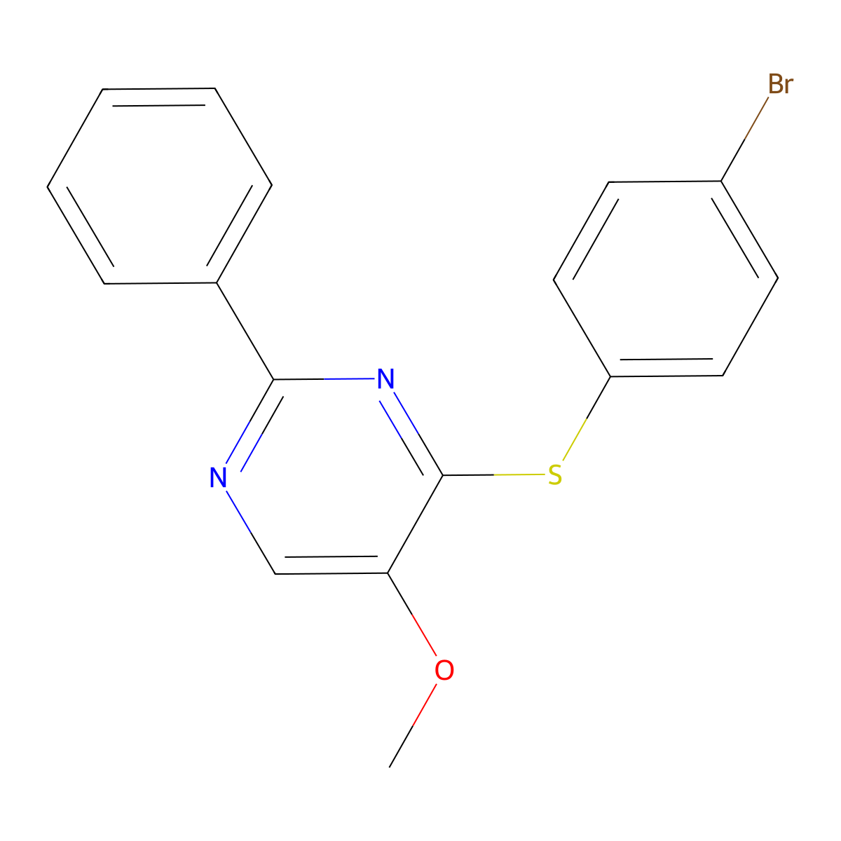 4-[(4-Bromophenyl)sulfanyl]-5-methoxy-2-phenylpyrimidine molecular structure, CAS 477864-12-3