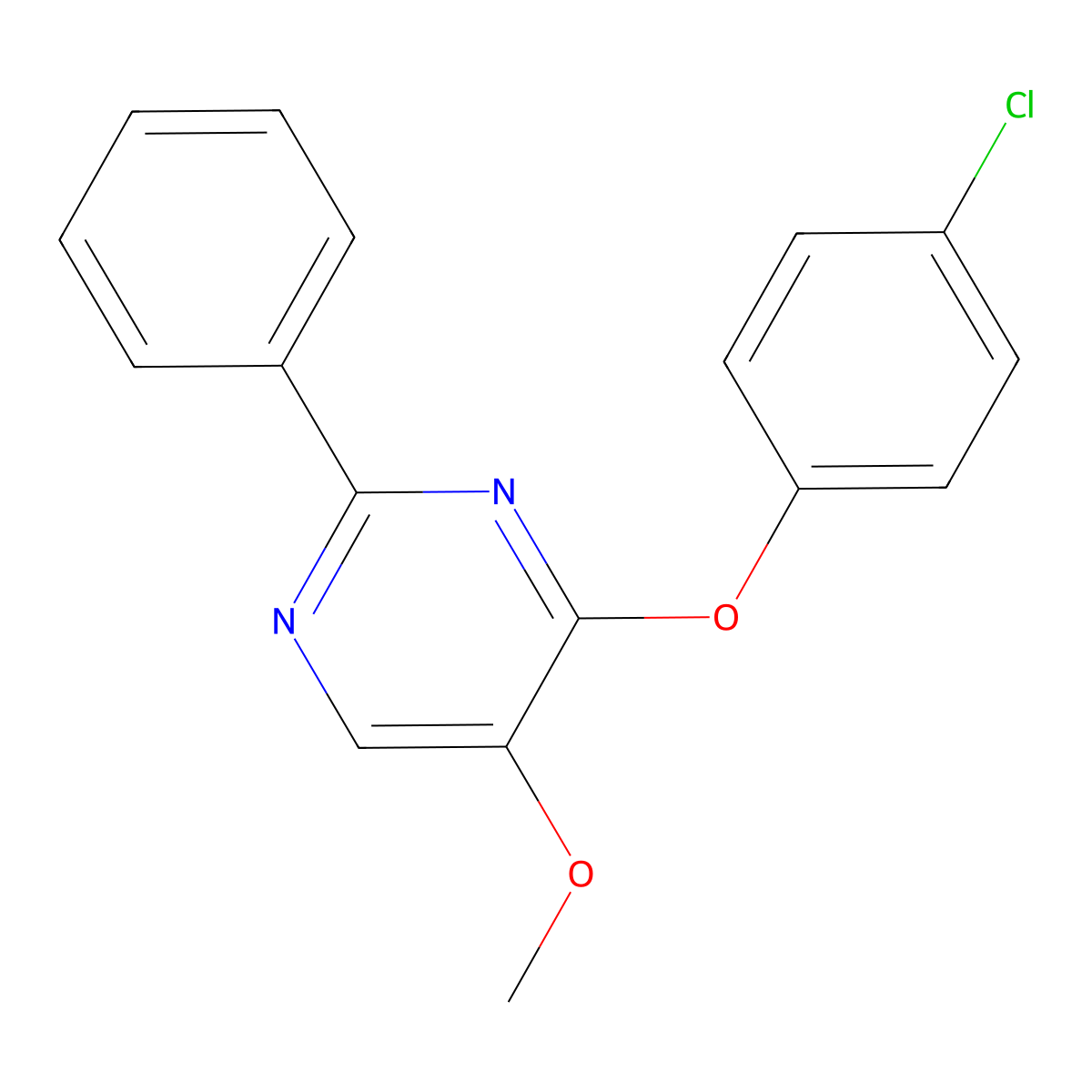 4-(4-Chlorophenoxy)-5-methoxy-2-phenylpyrimidine molecular structure, CAS 477864-14-5