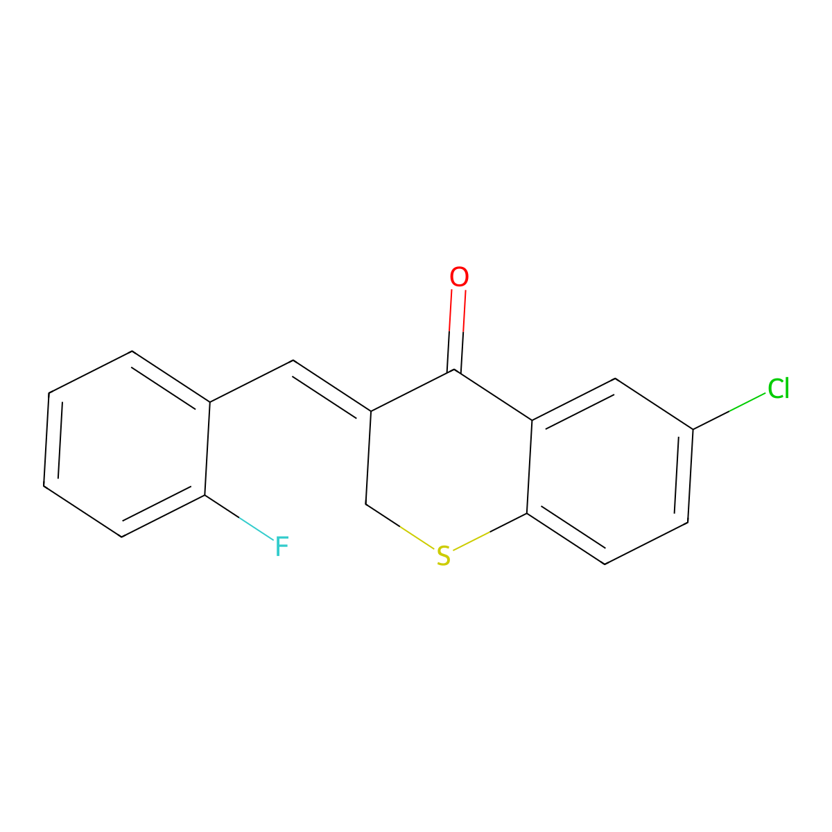 6-chloro-3-[(Z)-(2-fluorophenyl)methylidene]-2H-thiochromen-4-one molecular structure, CAS 477864-17-8