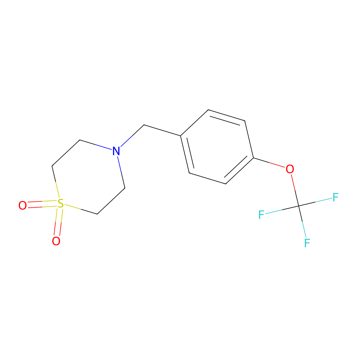 4-[4-(Trifluoromethoxy)benzyl]-1lambda~6~,4-thiazinane-1,1-dione molecular structure, CAS 477864-25-8