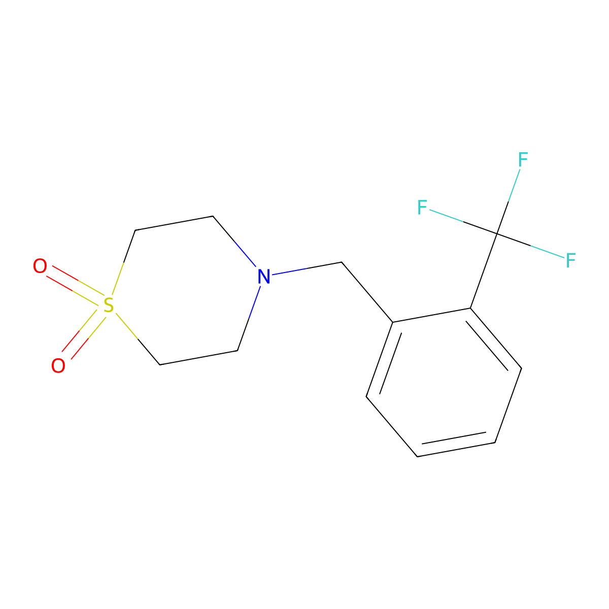 4-[2-(Trifluoromethyl)benzyl]-1lambda~6~,4-thiazinane-1,1-dione molecular structure, CAS 477864-27-0