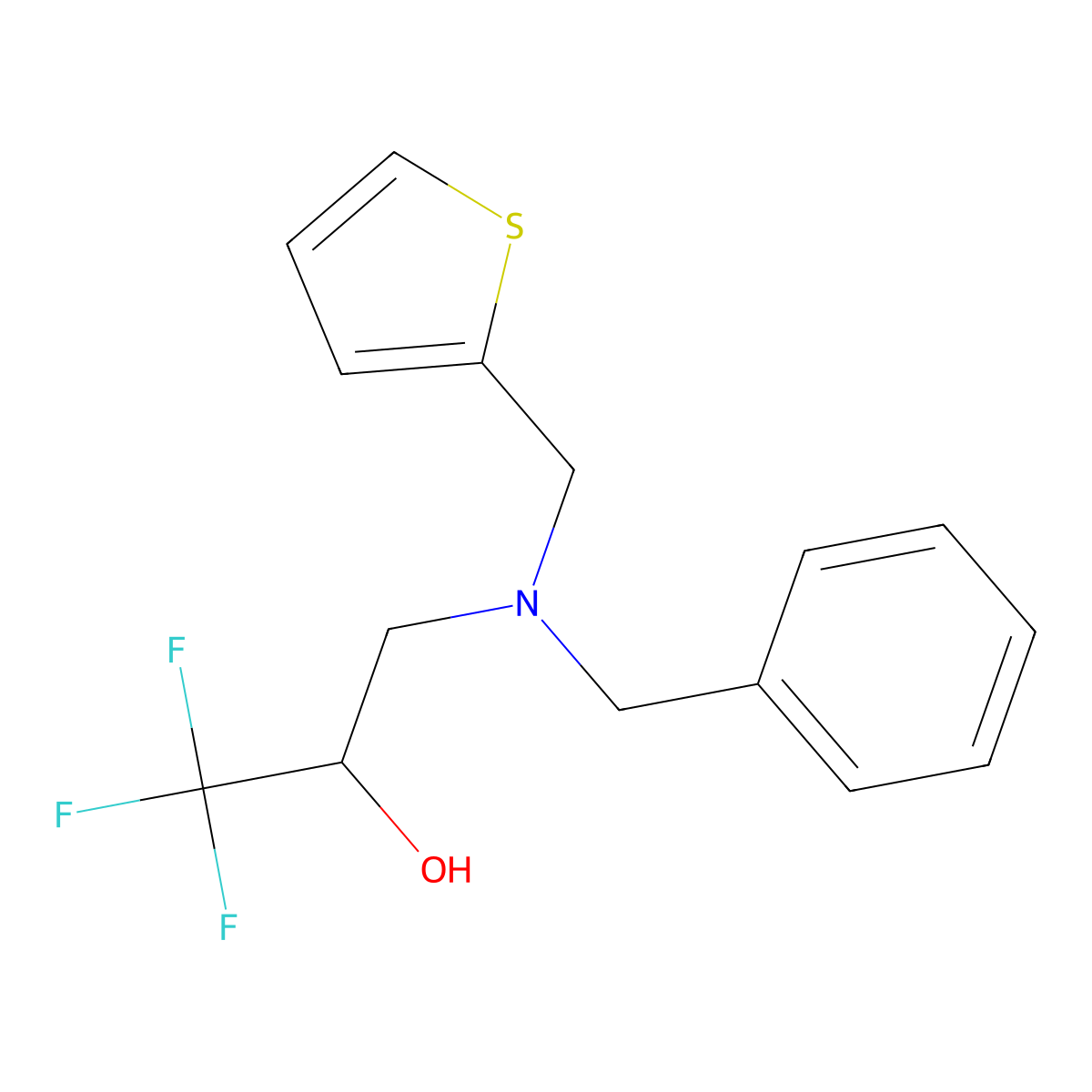 3-[Benzyl(2-thienylmethyl)amino]-1,1,1-trifluoro-2-propanol molecular structure, CAS 477864-34-9
