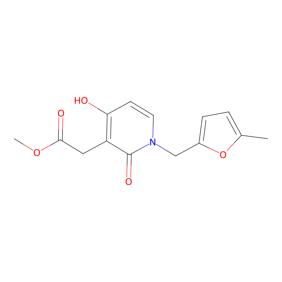 Methyl 2-{4-hydroxy-1-[(5-methyl-2-furyl)methyl]-2-oxo-1,2-dihydro-3-pyridinyl}acetate molecular structure, CAS 477864-38-3