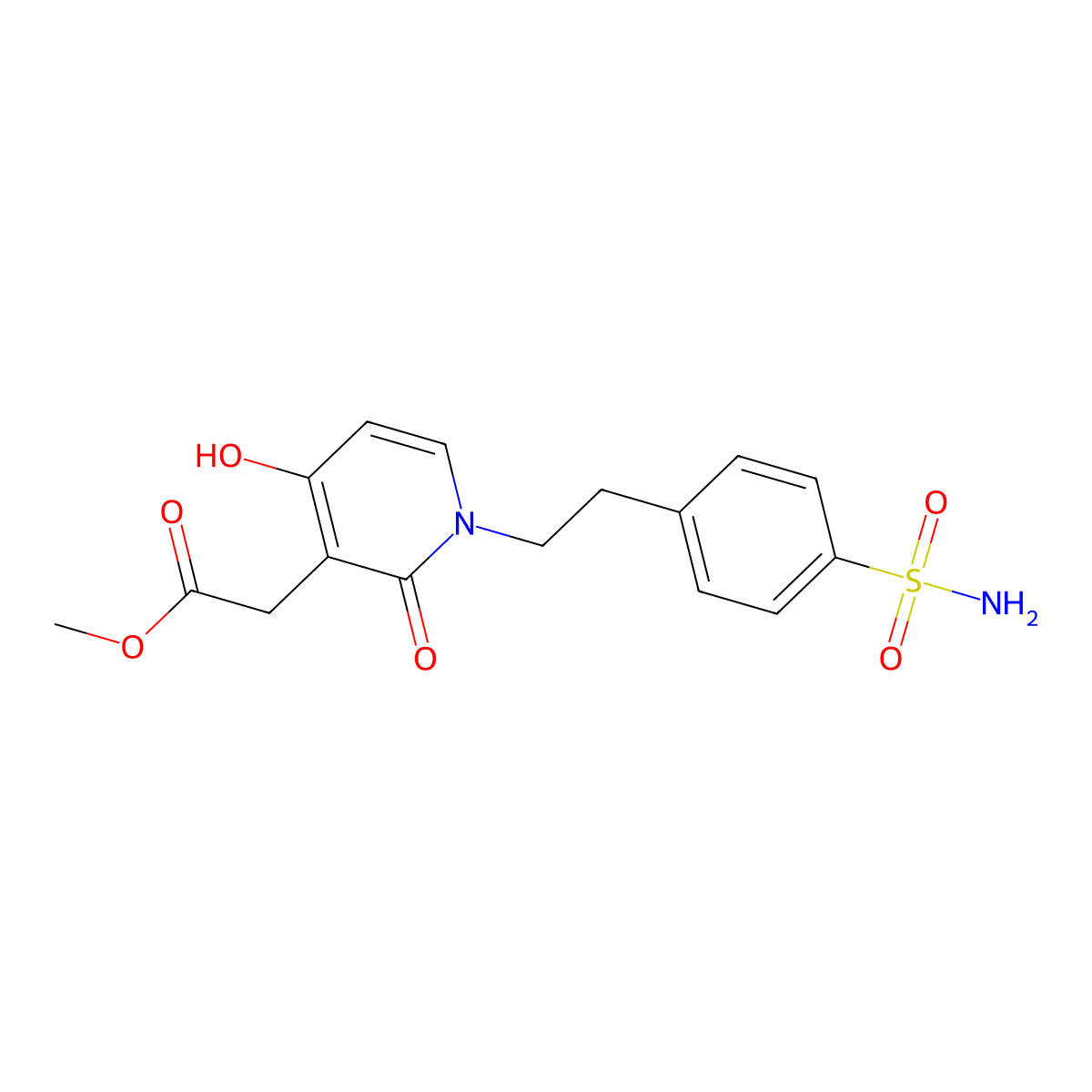 Methyl 2-{1-[4-(aminosulfonyl)phenethyl]-4-hydroxy-2-oxo-1,2-dihydro-3-pyridinyl}acetate molecular structure, CAS 477864-40-7