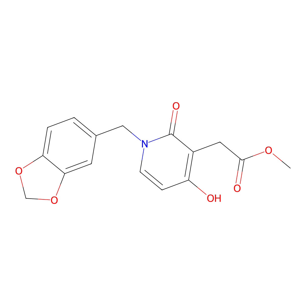 Methyl 2-[1-(1,3-benzodioxol-5-ylmethyl)-4-hydroxy-2-oxo-1,2-dihydro-3-pyridinyl]acetate molecular structure, CAS 477864-44-1