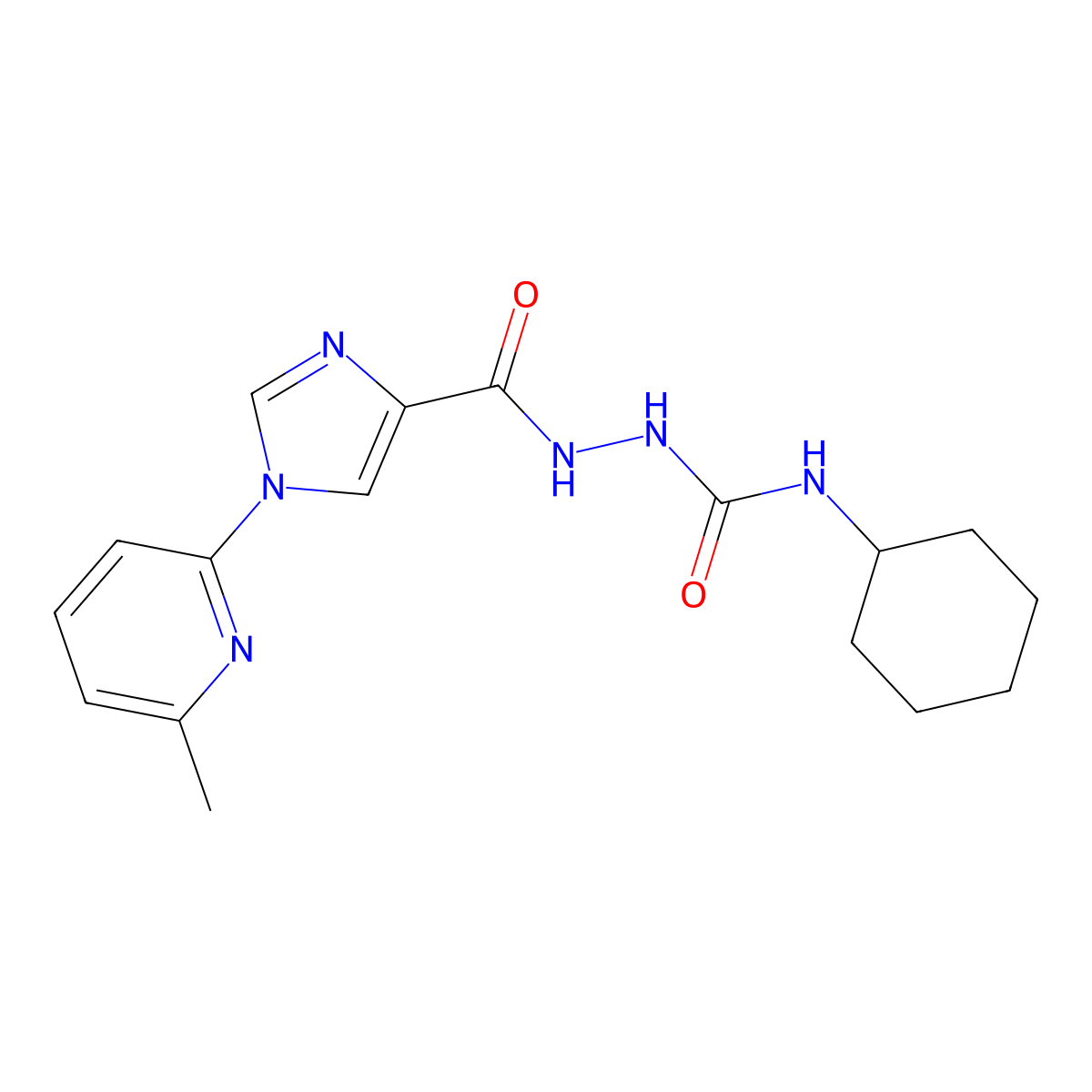 N-cyclohexyl-2-{[1-(6-methyl-2-pyridinyl)-1H-imidazol-4-yl]carbonyl}-1-hydrazinecarboxamide molecular structure, CAS 477864-45-2