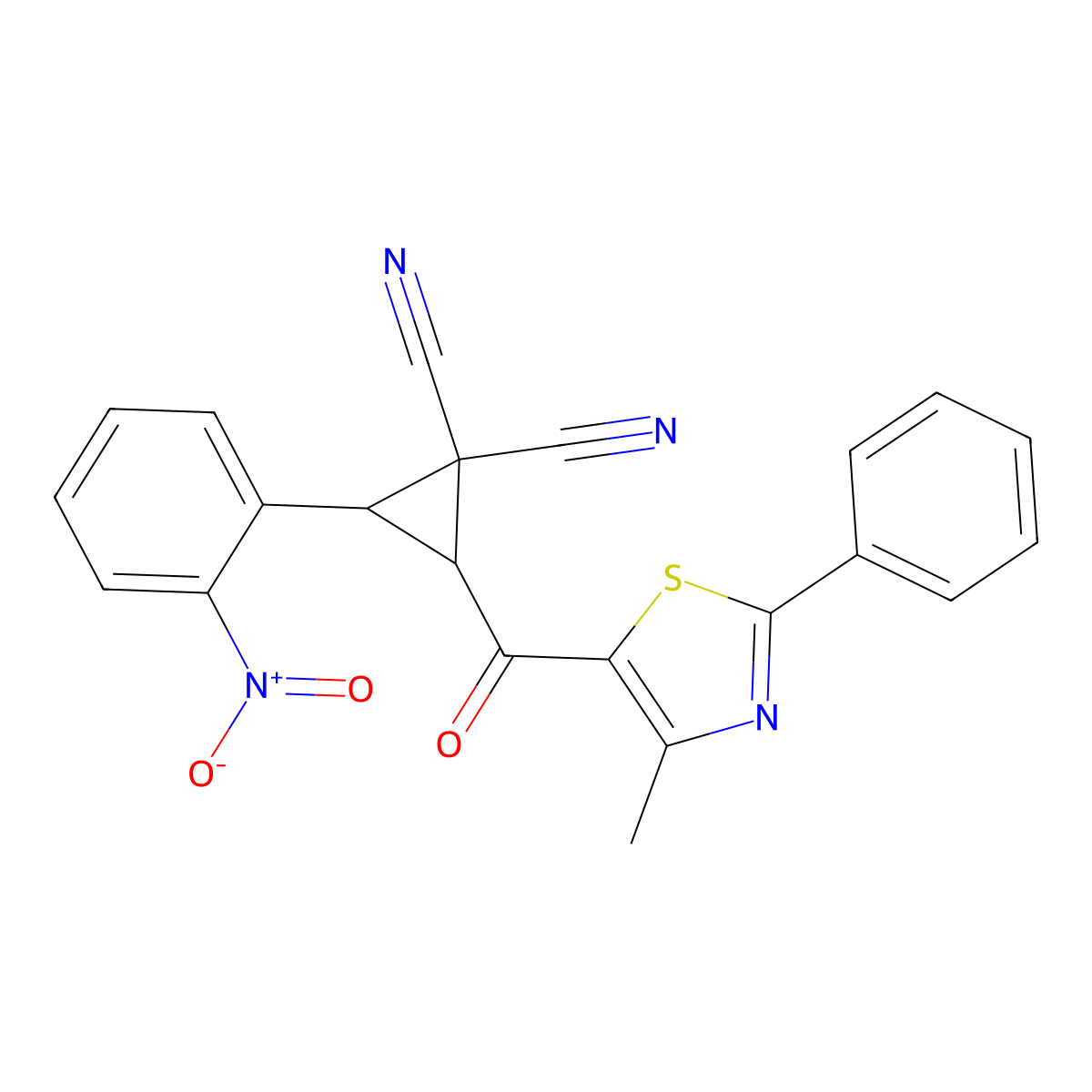 2-(4-Methyl-2-phenyl-1,3-thiazole-5-carbonyl)-3-(2-nitrophenyl)cyclopropane-1,1-dicarbonitrile molecular structure, CAS 477864-48-5