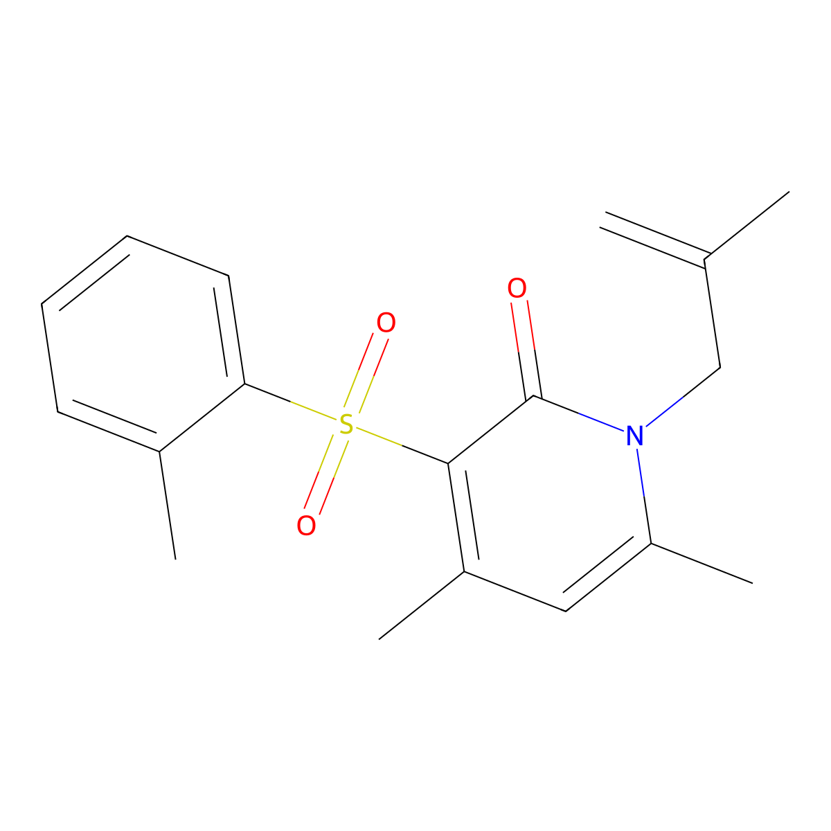 4,6-dimethyl-3-[(2-methylphenyl)sulfonyl]-1-(2-methyl-2-propenyl)-2(1H)-pyridinone molecular structure, CAS 477864-60-1
