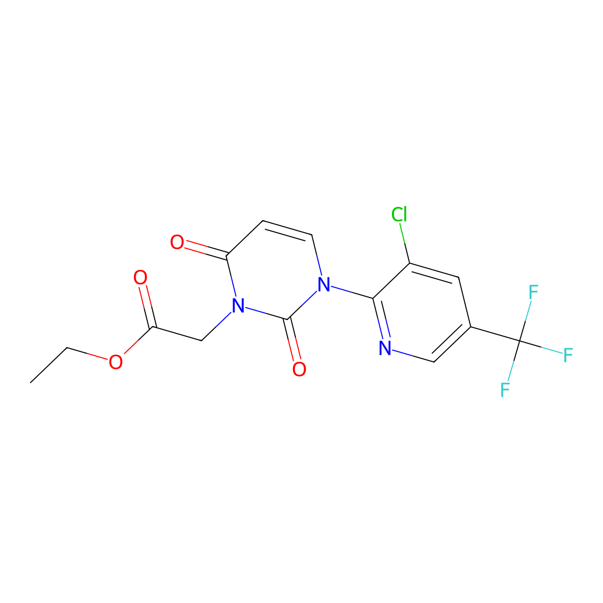 ethyl 2-[3-[3-chloro-5-(trifluoromethyl)-2-pyridinyl]-2,6-dioxo-3,6-dihydro-1(2H)-pyrimidinyl]acetate molecular structure, CAS 477864-62-3