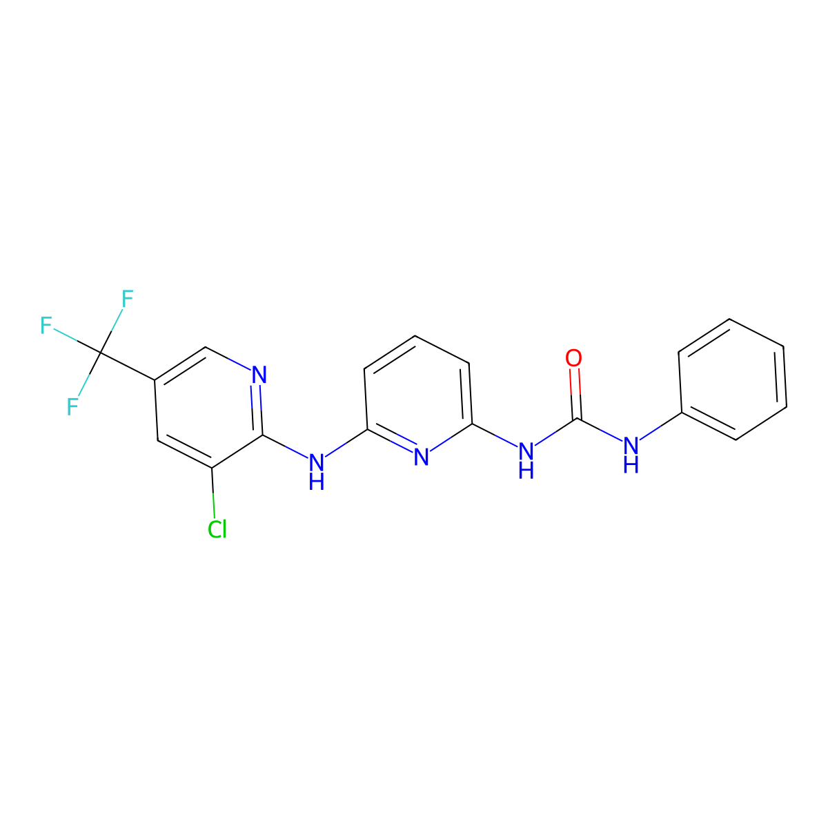 N-(6-{[3-chloro-5-(trifluoromethyl)-2-pyridinyl]amino}-2-pyridinyl)-N'-phenylurea molecular structure, CAS 477864-64-5