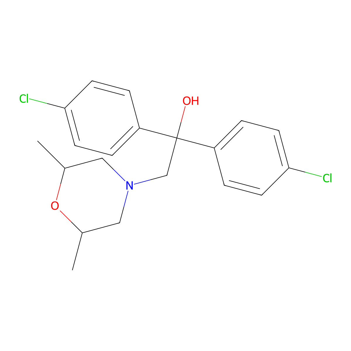 1,1-Bis(4-chlorophenyl)-2-(2,6-dimethylmorpholino)-1-ethanol molecular structure, CAS 477864-67-8