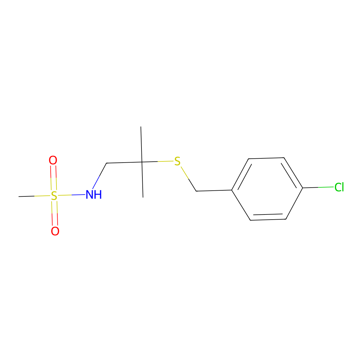 N-{2-[(4-chlorobenzyl)sulfanyl]-2-methylpropyl}methanesulfonamide molecular structure, CAS 477864-68-9