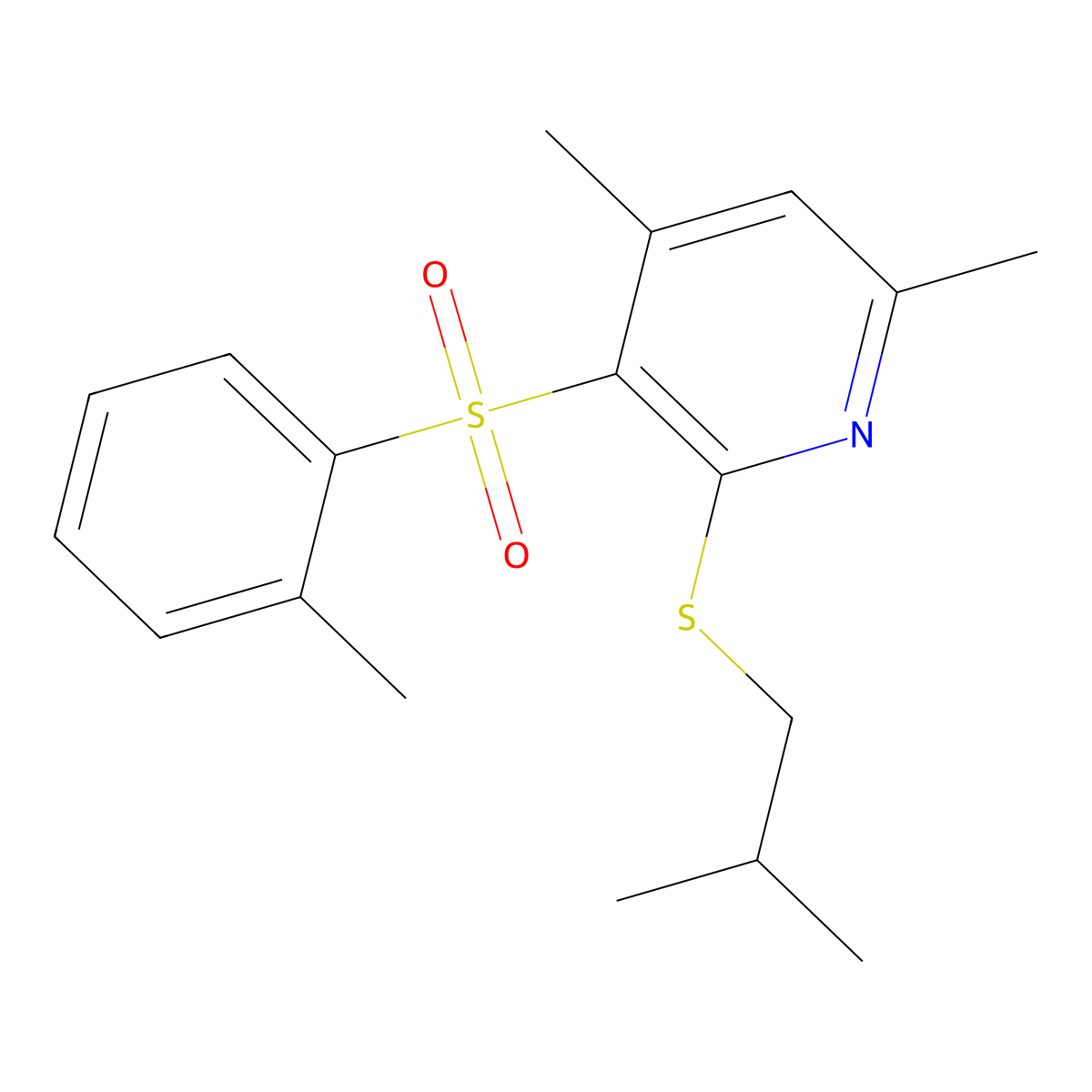 2-(Isobutylsulfanyl)-4,6-dimethyl-3-[(2-methylphenyl)sulfonyl]pyridine molecular structure, CAS 477864-70-3
