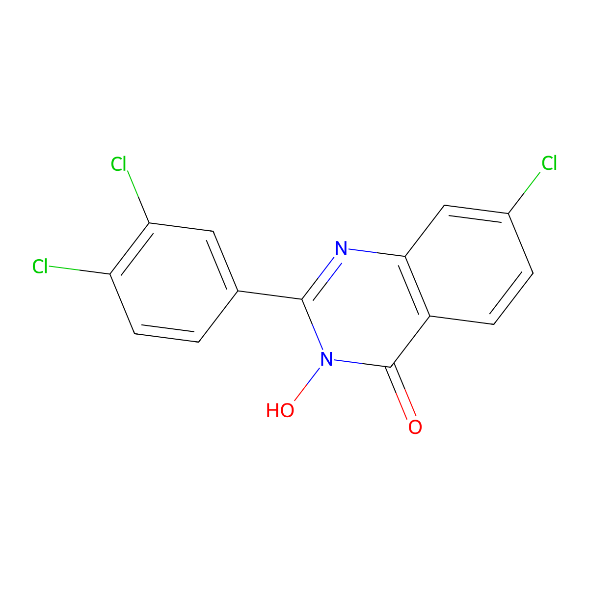 7-Chloro-2-(3,4-dichlorophenyl)-3-hydroxyquinazolin-4-one molecular structure, CAS 477864-78-1