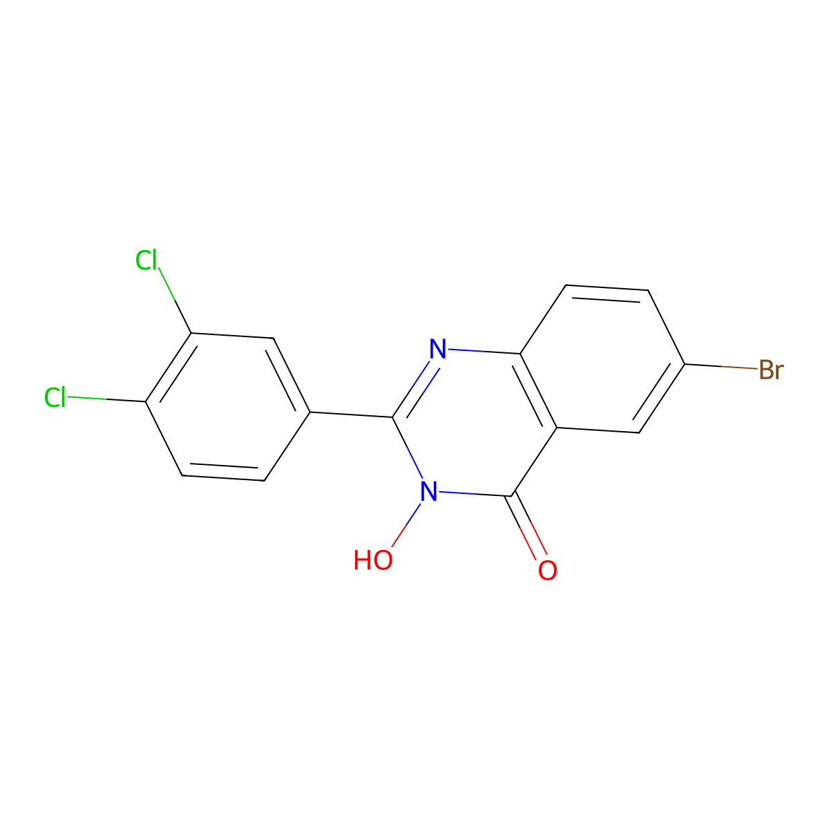 6-bromo-2-(3,4-dichlorophenyl)-3-hydroxy-4(3H)-quinazolinone molecular structure, CAS 477864-82-7