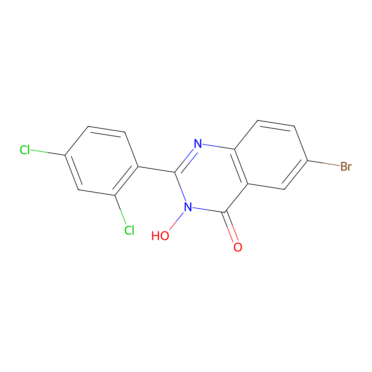 6-bromo-2-(2,4-dichlorophenyl)-3-hydroxy-4(3H)-quinazolinone molecular structure, CAS 477864-83-8