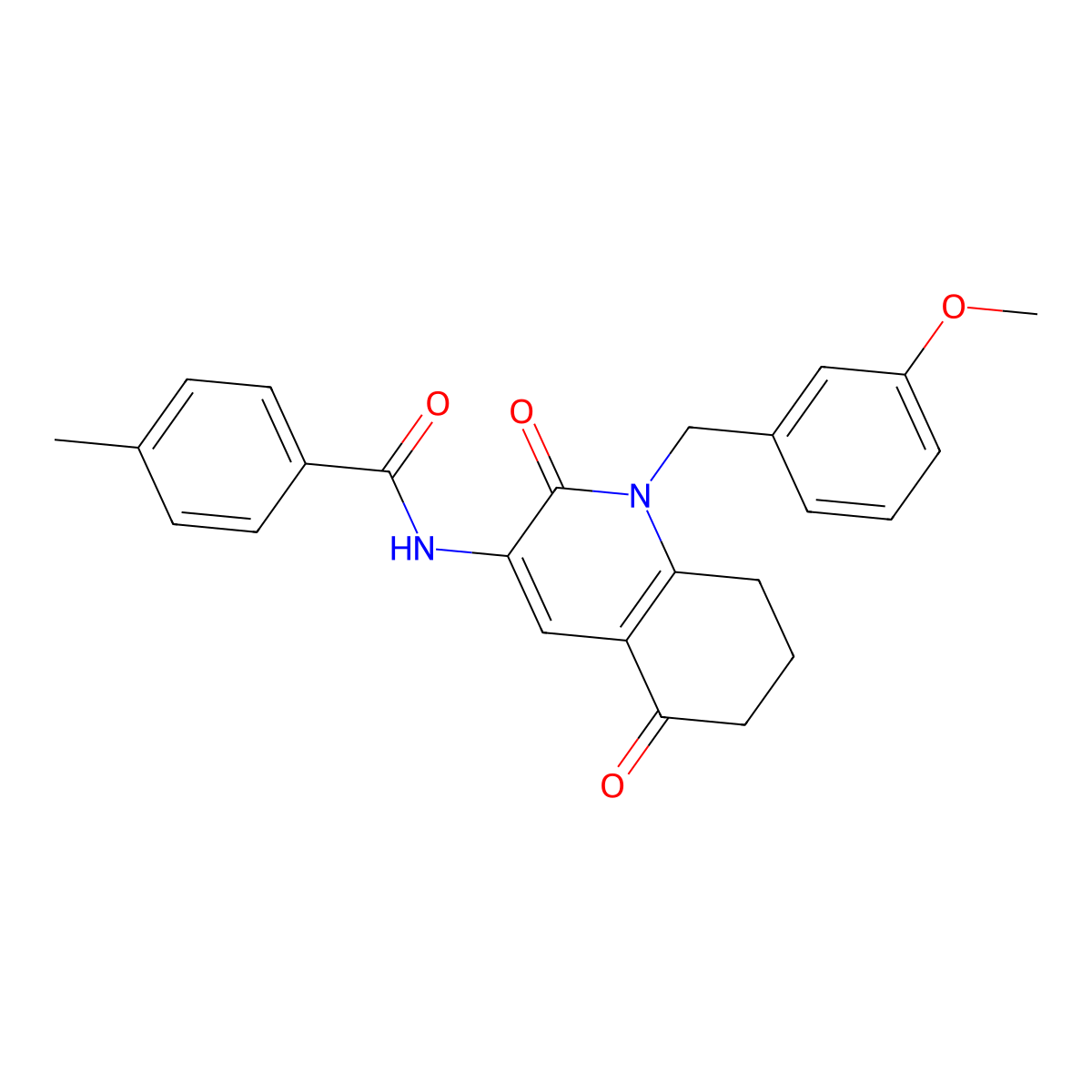 N-[1-(3-methoxybenzyl)-2,5-dioxo-1,2,5,6,7,8-hexahydro-3-quinolinyl]-4-methylbenzenecarboxamide molecular structure, CAS 477864-86-1