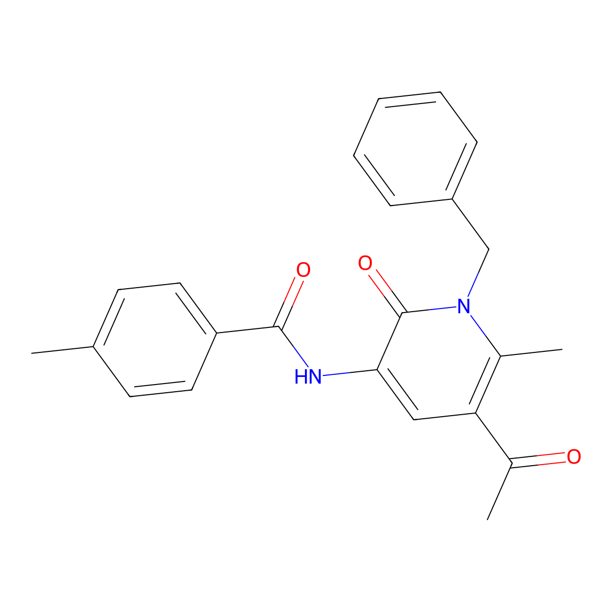 N-(5-acetyl-1-benzyl-6-methyl-2-oxo-1,2-dihydro-3-pyridinyl)-4-methylbenzenecarboxamide molecular structure, CAS 477864-89-4