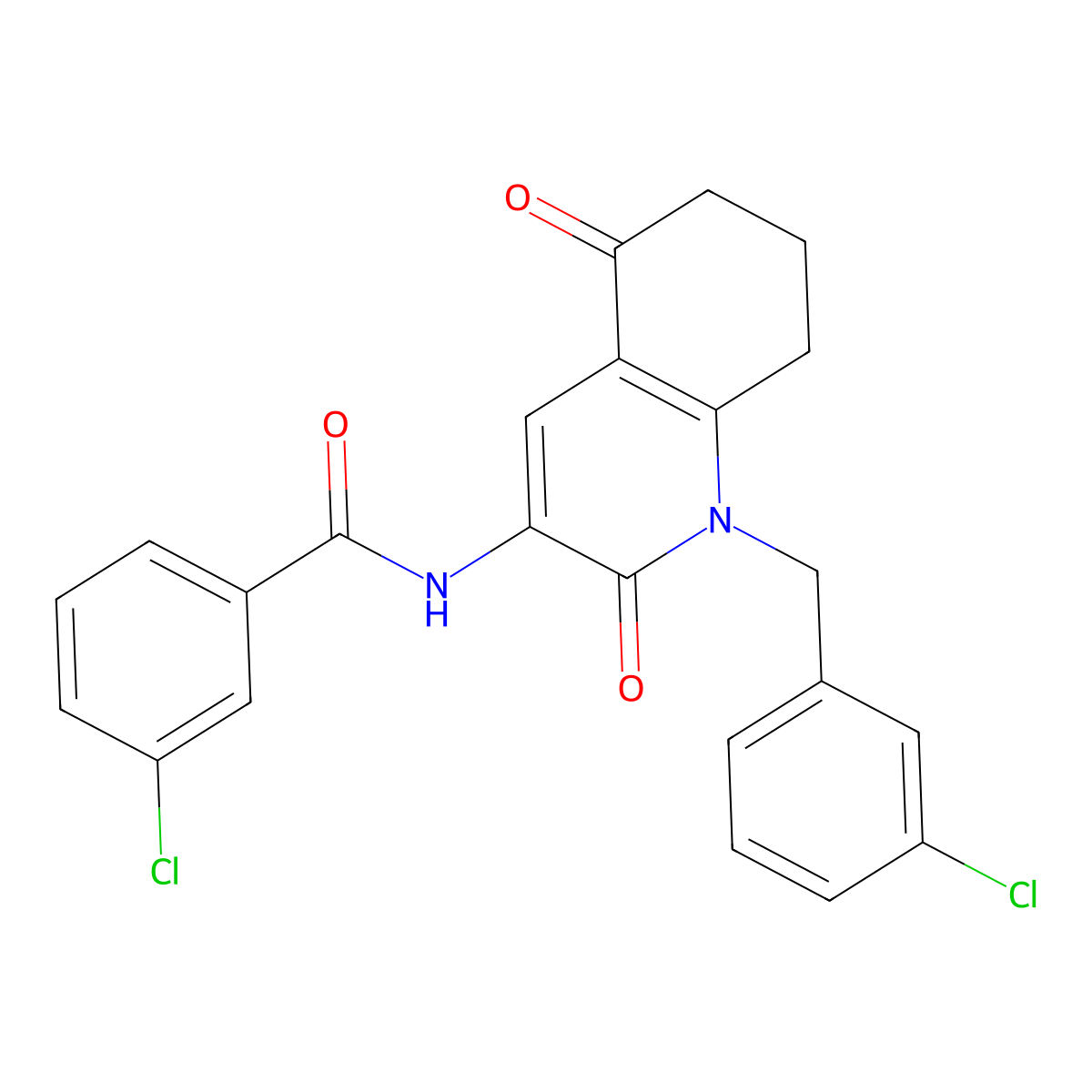 3-chloro-N-[1-(3-chlorobenzyl)-2,5-dioxo-1,2,5,6,7,8-hexahydro-3-quinolinyl]benzenecarboxamide molecular structure, CAS 477864-91-8