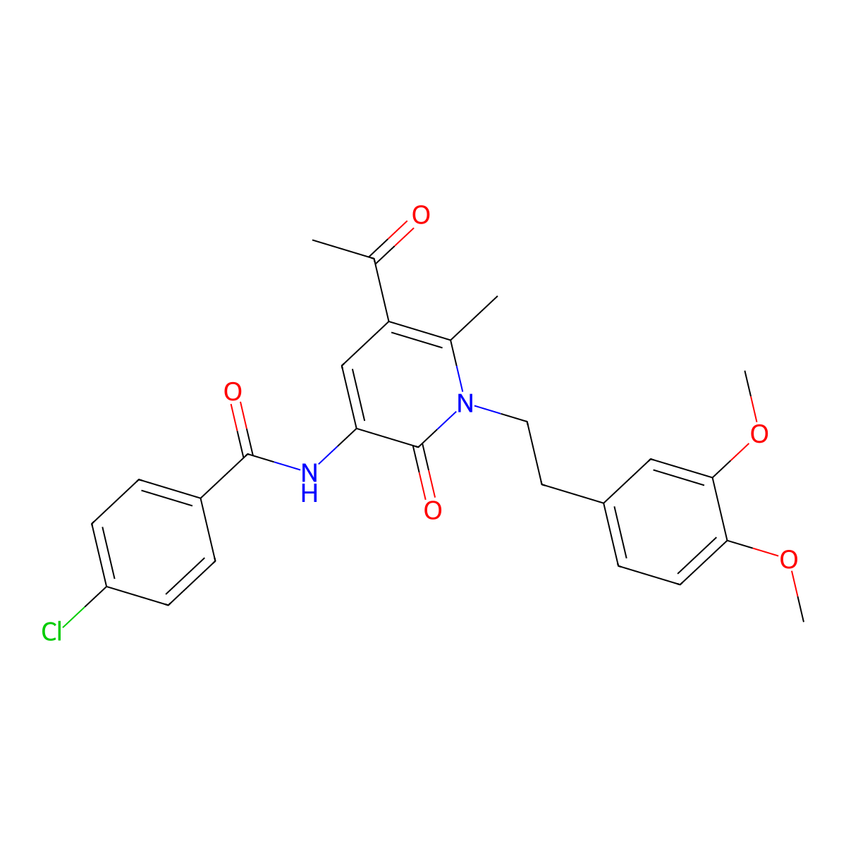 N-[5-acetyl-1-(3,4-dimethoxyphenethyl)-6-methyl-2-oxo-1,2-dihydro-3-pyridinyl]-4-chlorobenzenecarboxamide molecular structure, CAS 477864-92-9
