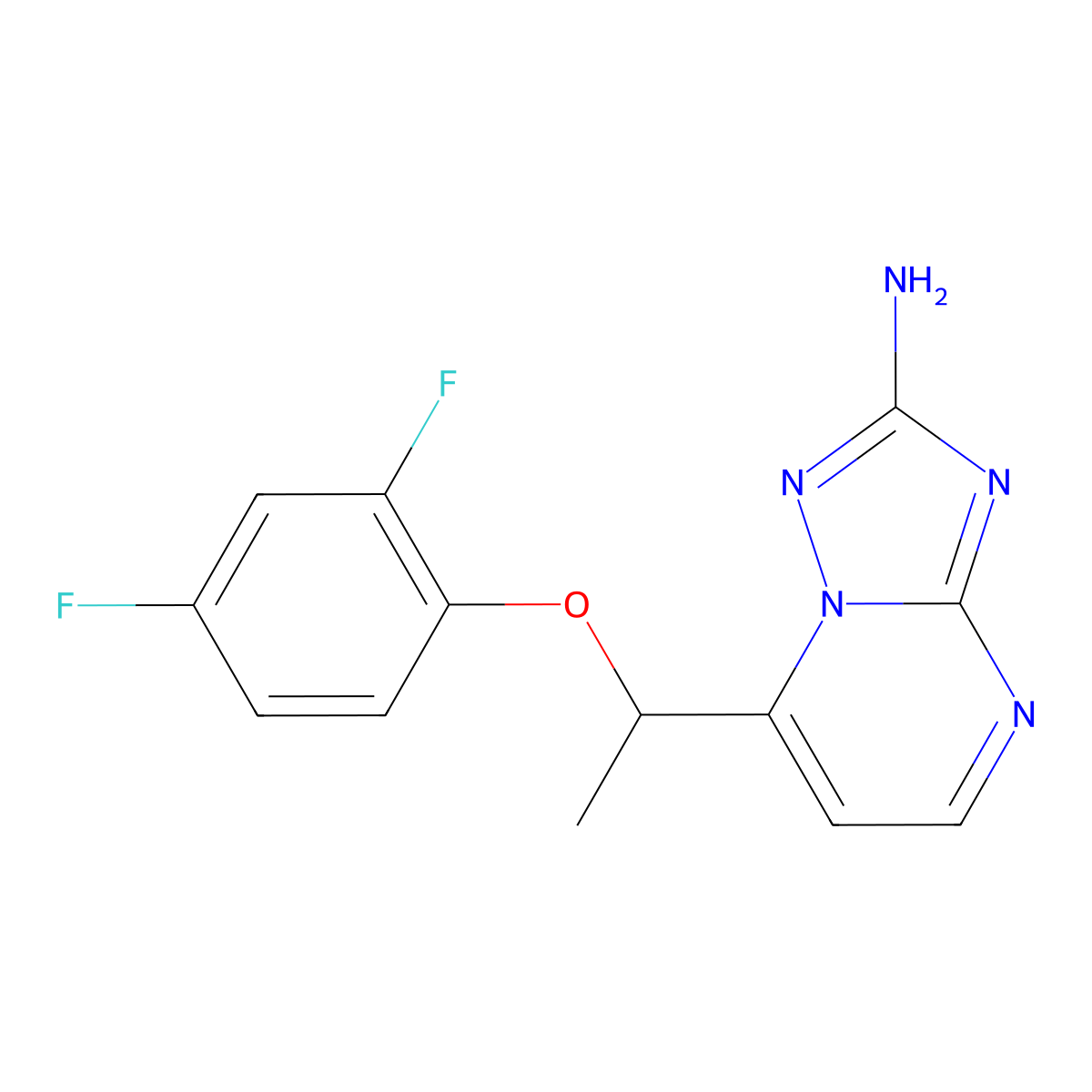 7-[1-(2,4-Difluorophenoxy)ethyl][1,2,4]triazolo[1,5-a]pyrimidin-2-amine molecular structure, CAS 477864-98-5