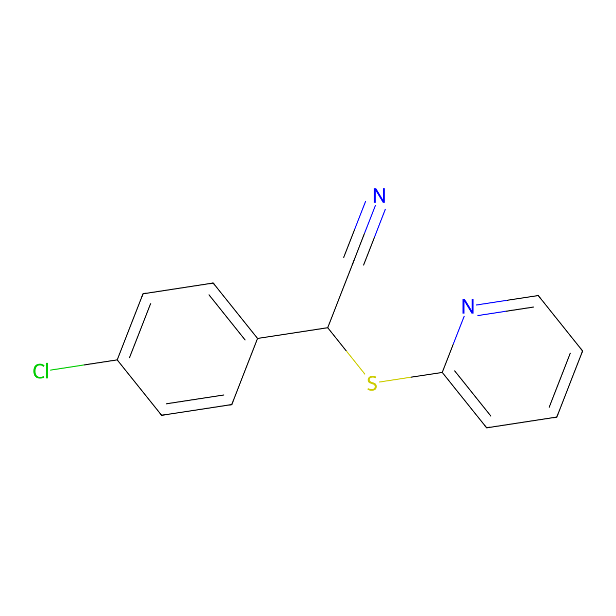 2-(4-Chlorophenyl)-2-(2-pyridinylsulfanyl)acetonitrile molecular structure, CAS 477865-18-2