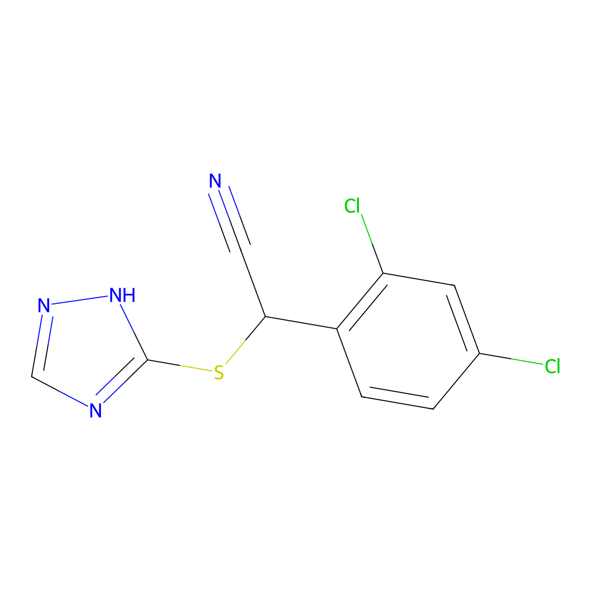2-(2,4-dichlorophenyl)-2-(1H-1,2,4-triazol-3-ylsulfanyl)acetonitrile molecular structure, CAS 477865-25-1