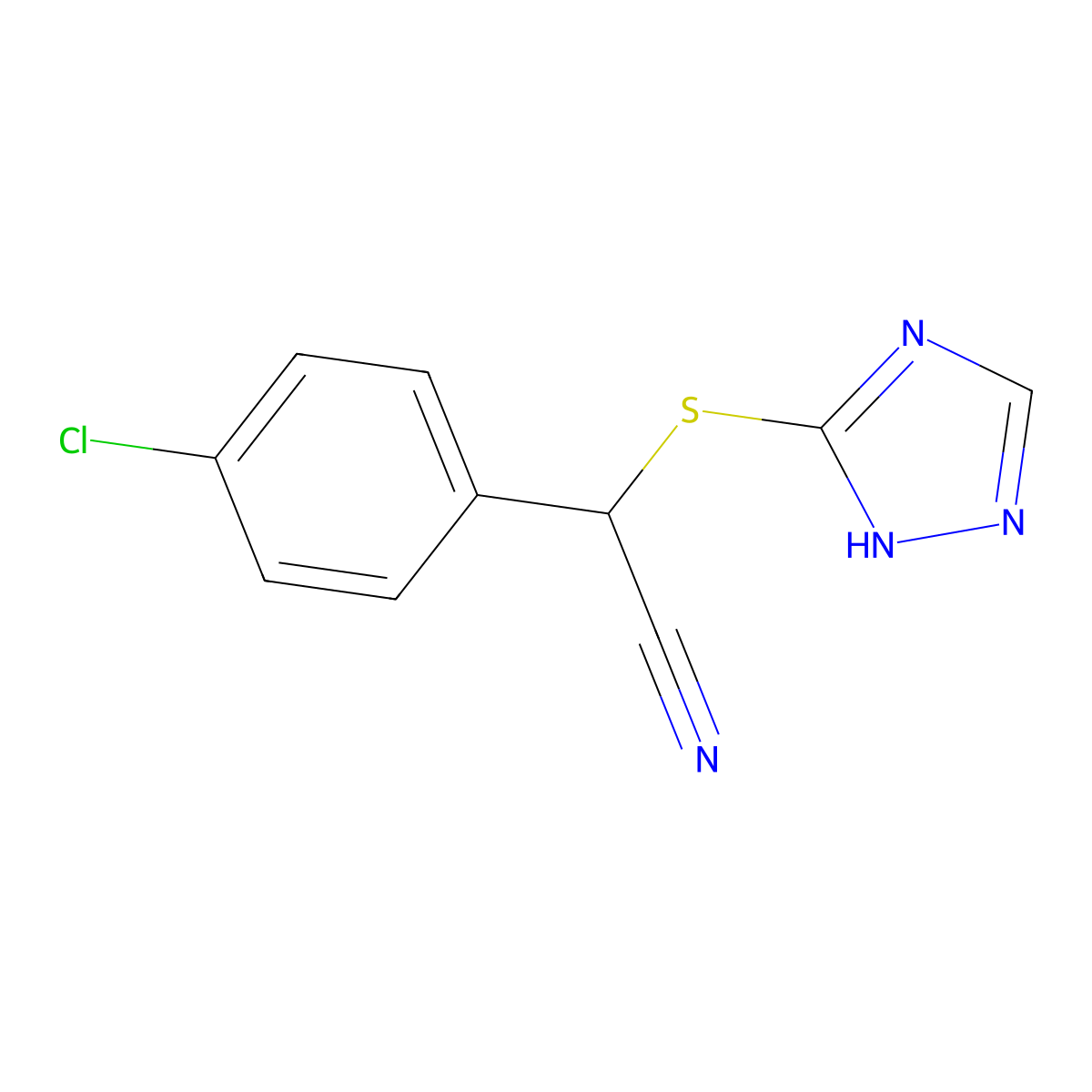 2-(4-chlorophenyl)-2-(1H-1,2,4-triazol-3-ylsulfanyl)acetonitrile molecular structure, CAS 477865-26-2