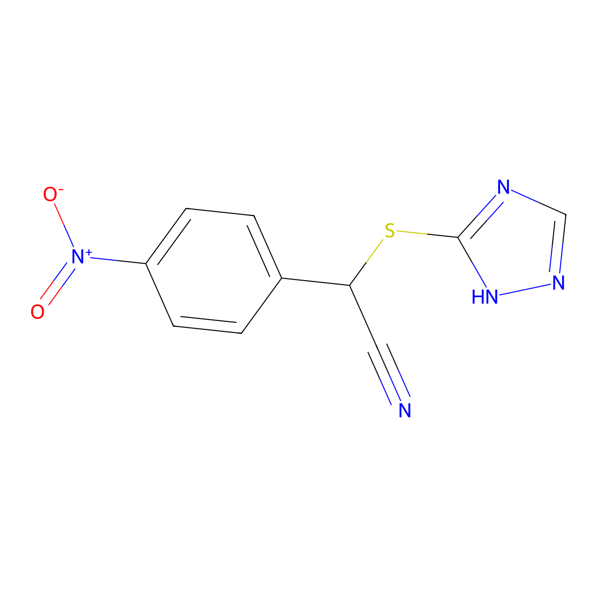 2-(4-nitrophenyl)-2-(1H-1,2,4-triazol-3-ylsulfanyl)acetonitrile molecular structure, CAS 477865-29-5