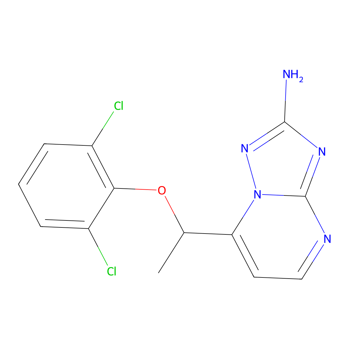 7-[1-(2,6-Dichlorophenoxy)ethyl]-[1,2,4]triazolo[1,5-a]pyrimidin-2-amine molecular structure, CAS 477865-30-8