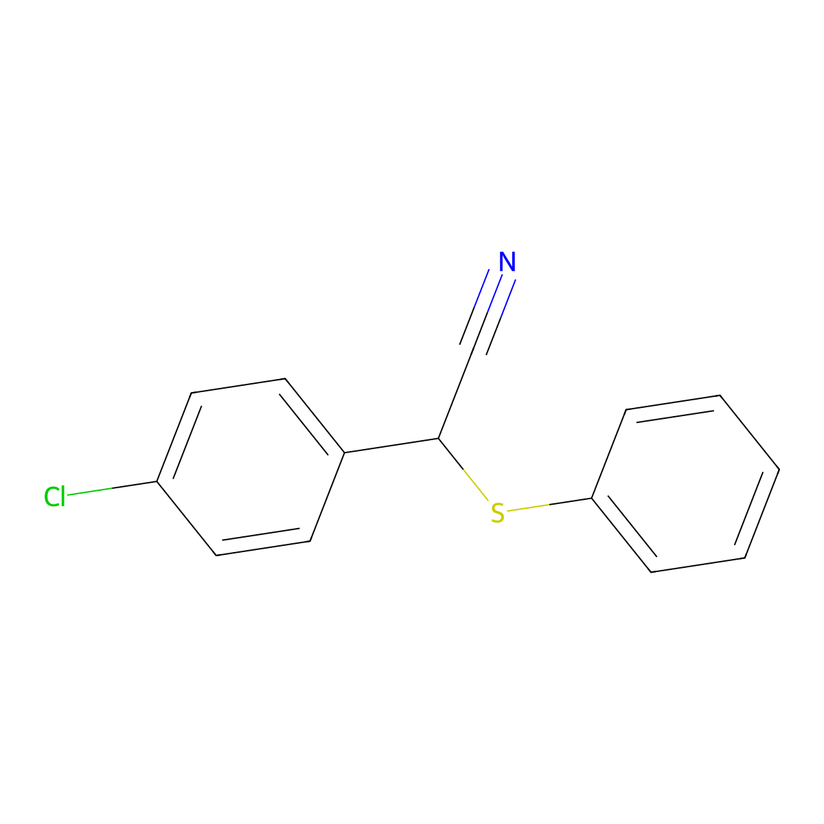 2-(4-Chlorophenyl)-2-(phenylsulfanyl)acetonitrile molecular structure, CAS 477865-37-5