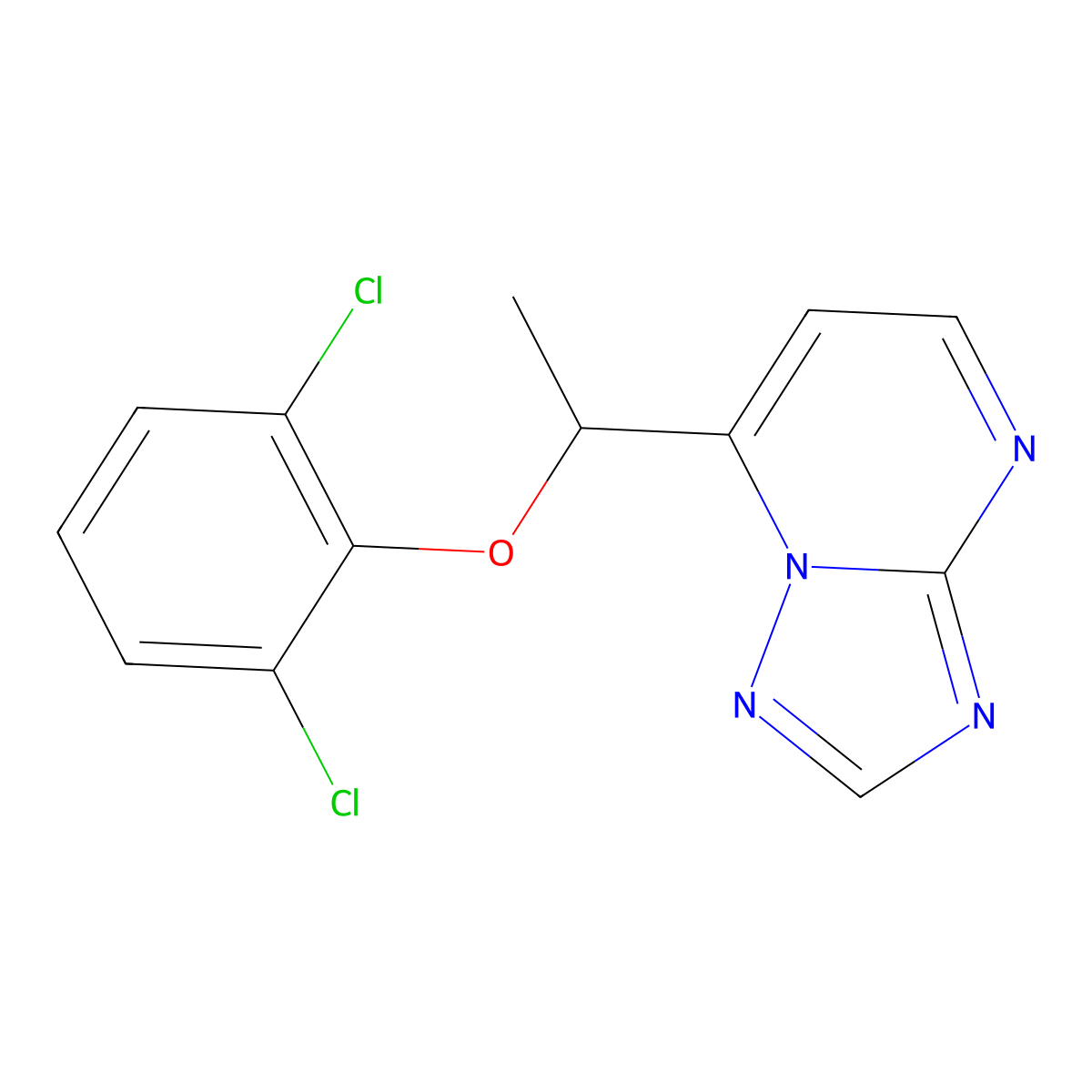 7-[1-(2,6-Dichlorophenoxy)ethyl]-[1,2,4]triazolo[1,5-a]pyrimidine molecular structure, CAS 477865-67-1