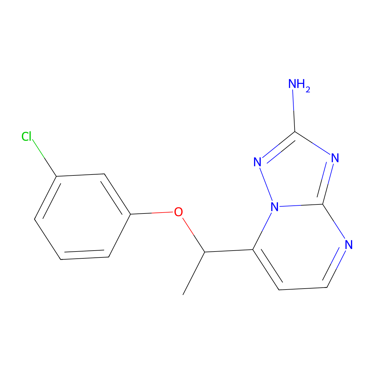 7-(1-(3-Chlorophenoxy)ethyl)-[1,2,4]triazolo[1,5-a]pyrimidin-2-amine molecular structure, CAS 477865-76-2