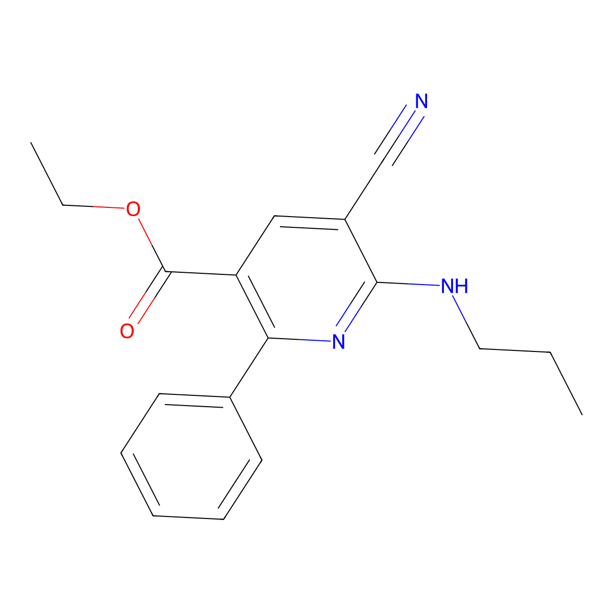 Ethyl 5-cyano-2-phenyl-6-(propylamino)nicotinate molecular structure, CAS 477865-83-1