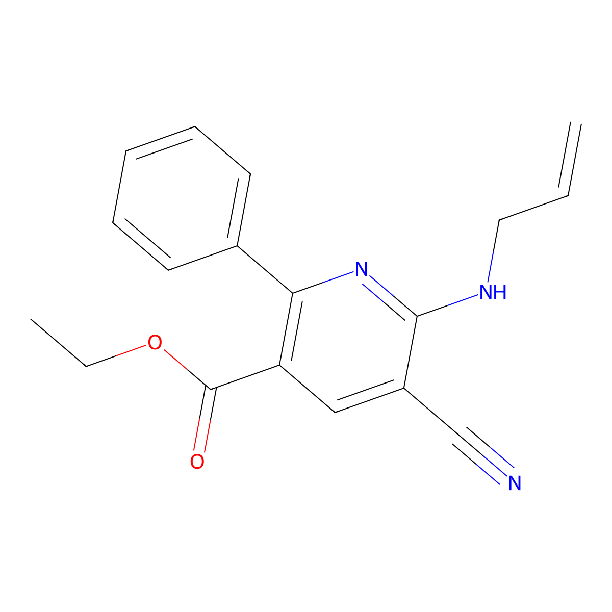 Ethyl 6-(allylamino)-5-cyano-2-phenylnicotinate molecular structure, CAS 477865-99-9