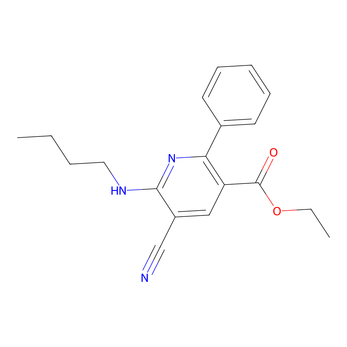 Ethyl 6-(butylamino)-5-cyano-2-phenylnicotinate molecular structure, CAS 477866-00-5